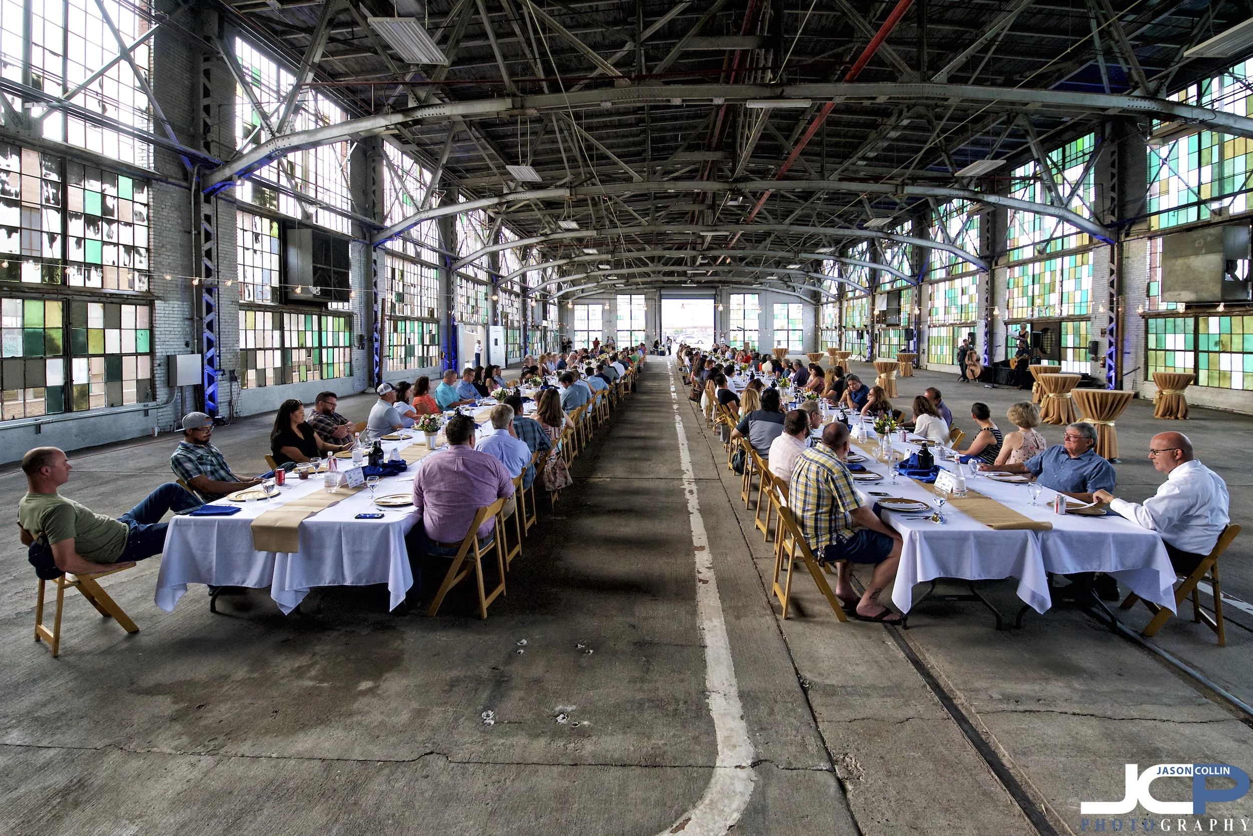 Seating for 180 inside Rail Yards Albuquerque New Mexico for the TapIntoABQ event presented by the Greater Albuquerque Chamber of Commerce