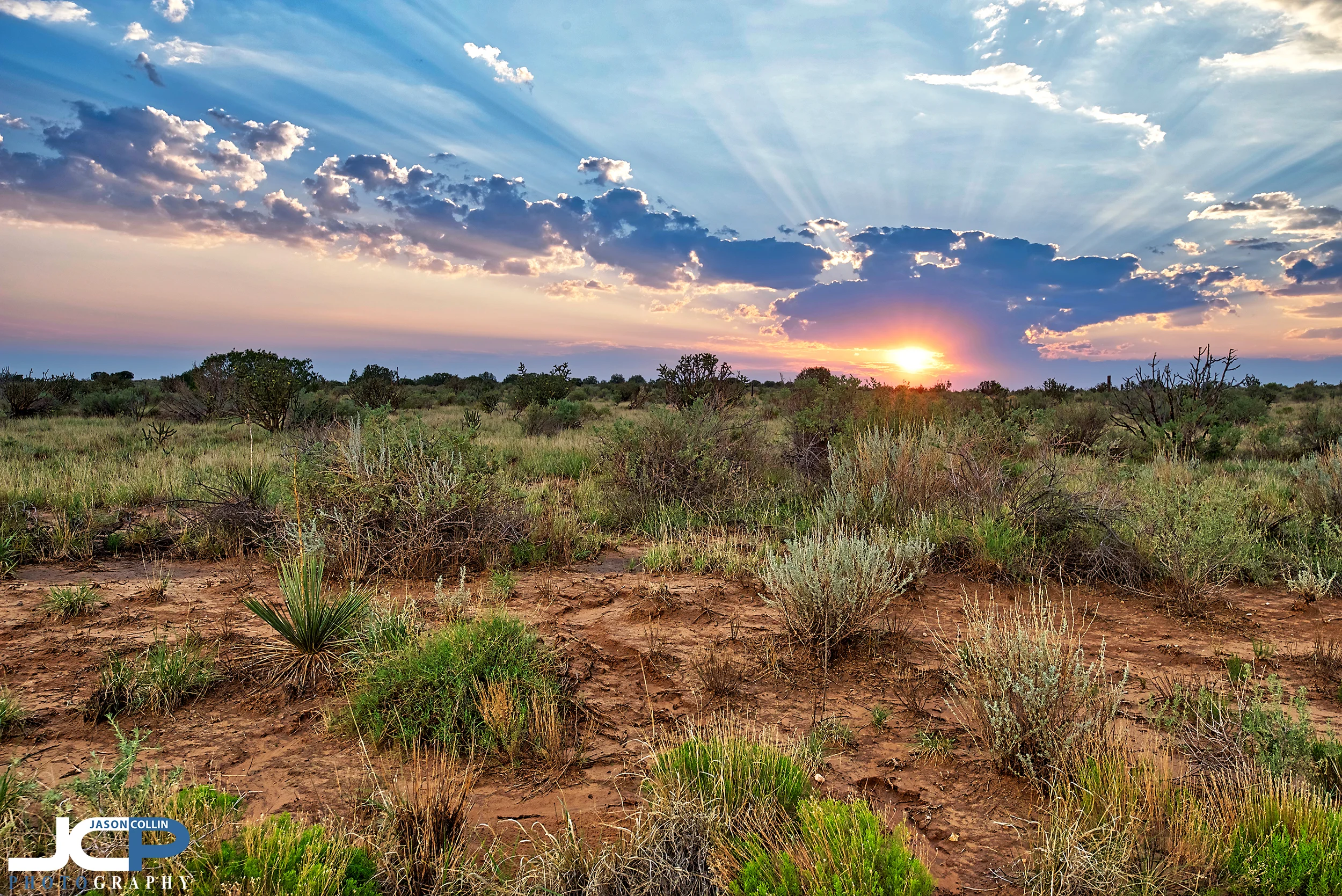 After a storm, color abounds in the sunset sky in Rio Rancho, New Mexico