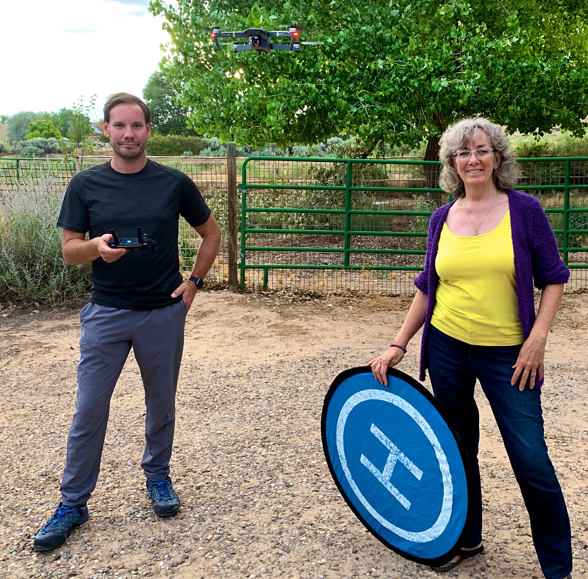 BTS shot with Barb, the drone, and the helipad