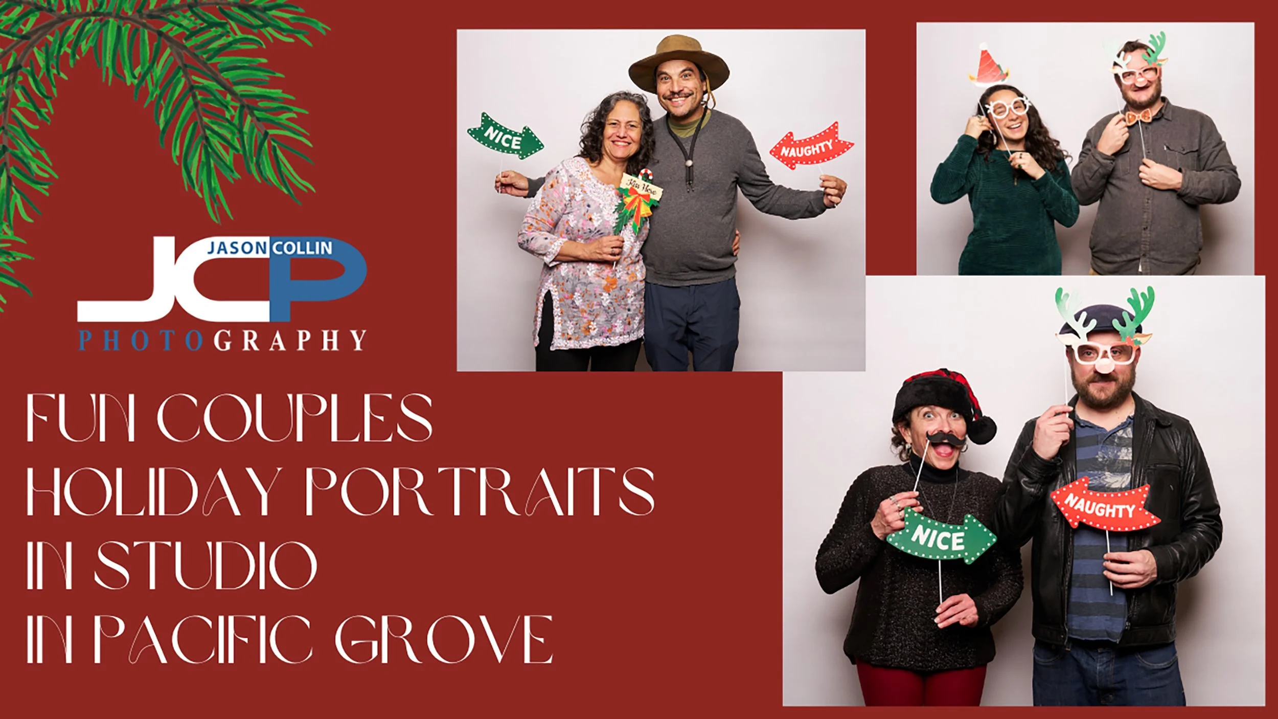 Get Fun Holiday Portraits for Couples in Studio in Pacific Grove