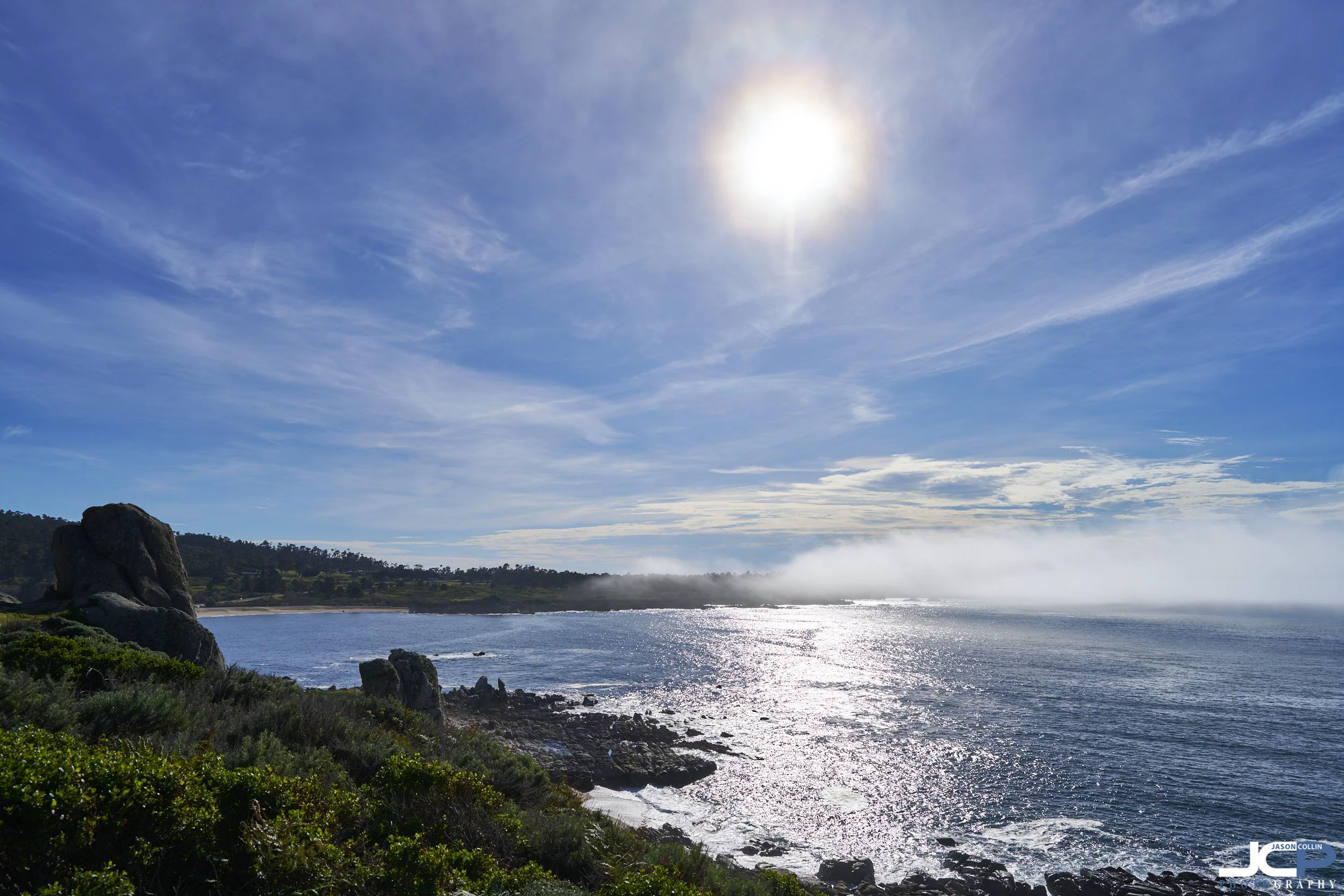Carmel Meadows Trail coastal view overlooking Monterey Bay from Ribera Road in Carmel California