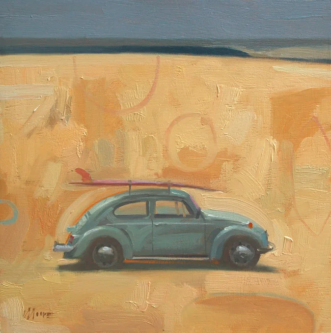 Larry Moore from Scott Hull Associates Surfology of VM Beetle on beach