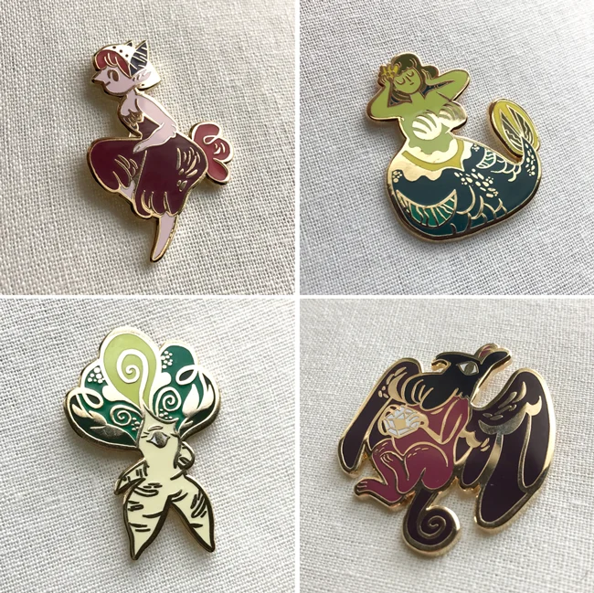 Meg Hunt's Creature Feature Enamel Pins