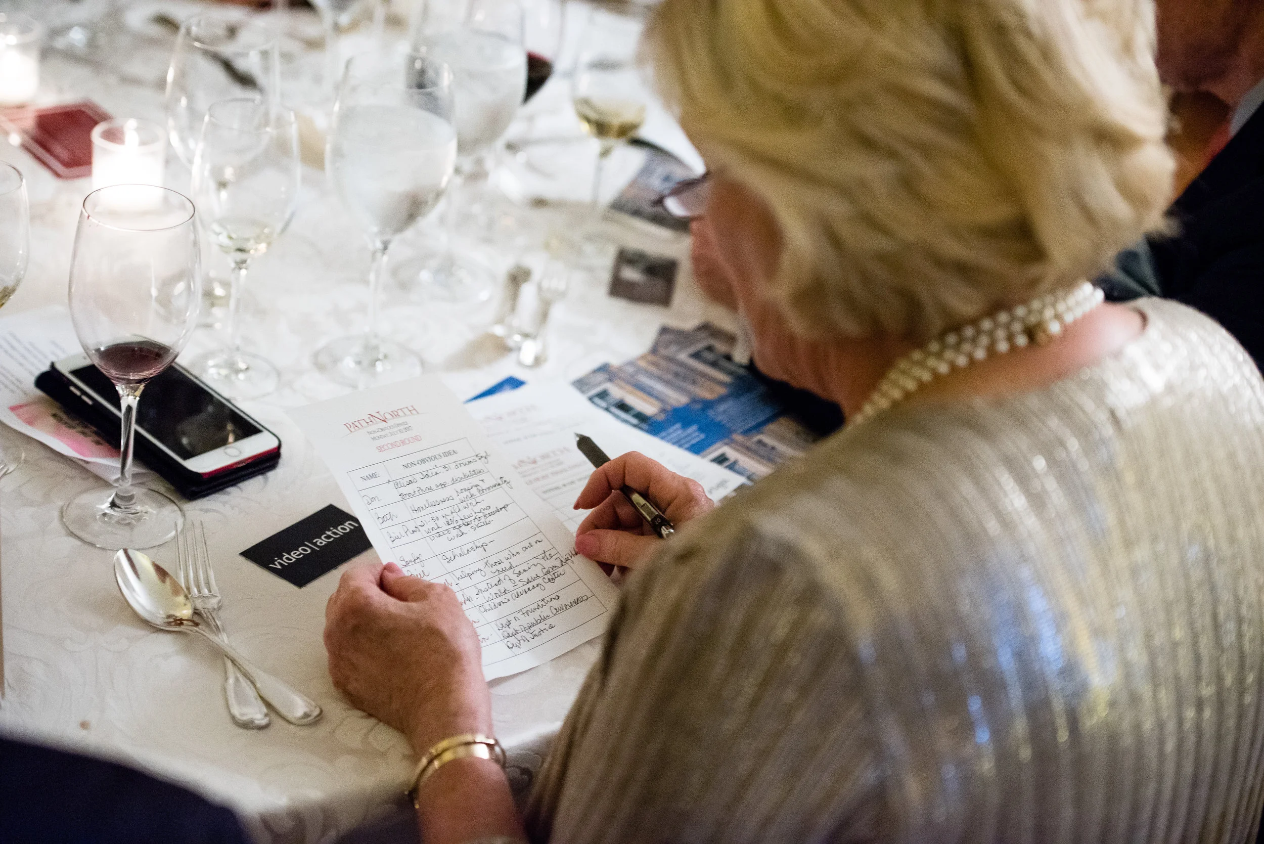  Member Sandy Brock keeps track of her table's 'non-obvious' ideas 