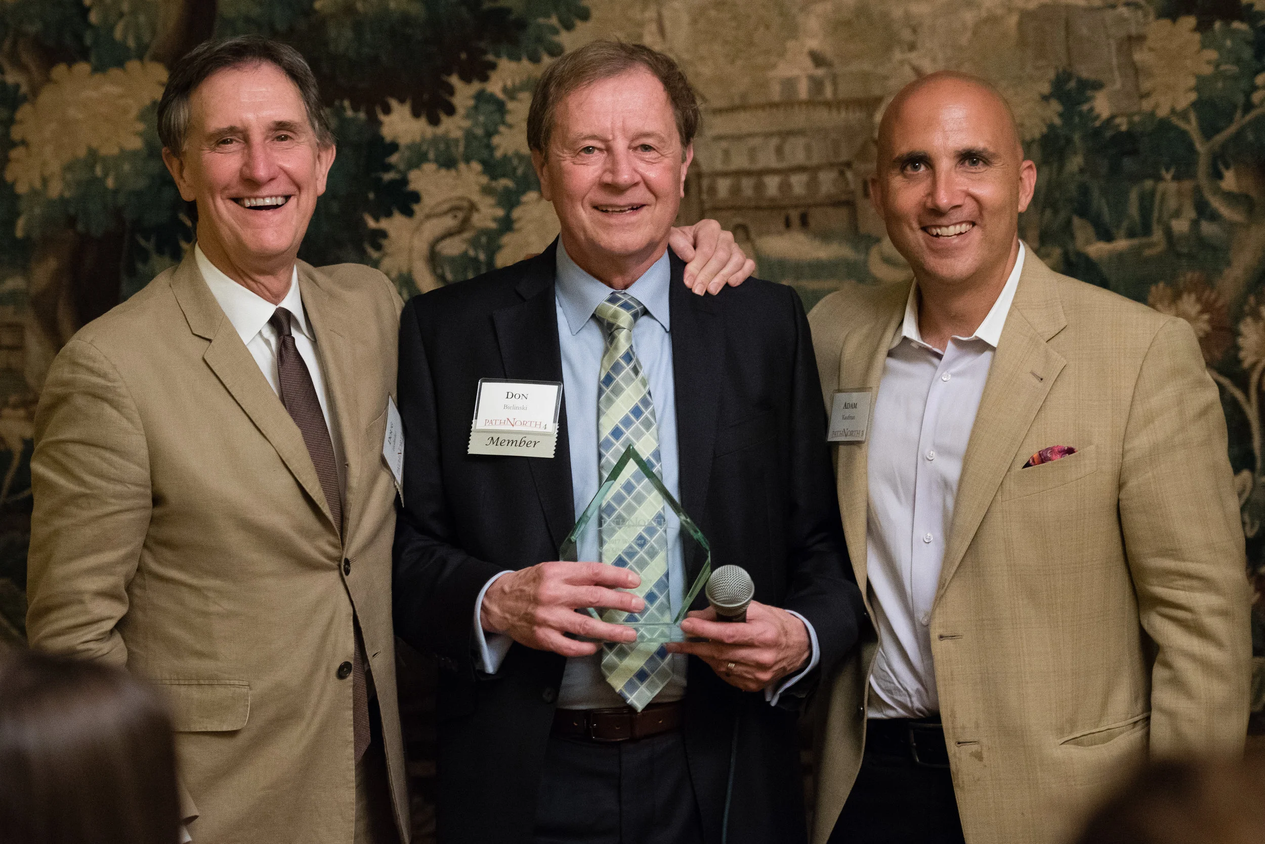  Member Don Bielinski, winner of the 2017 Non-Obvious Idea Dinner, with PathNorth Founder Doug Holladay and Executive-in-Residence Adam Kaufman 