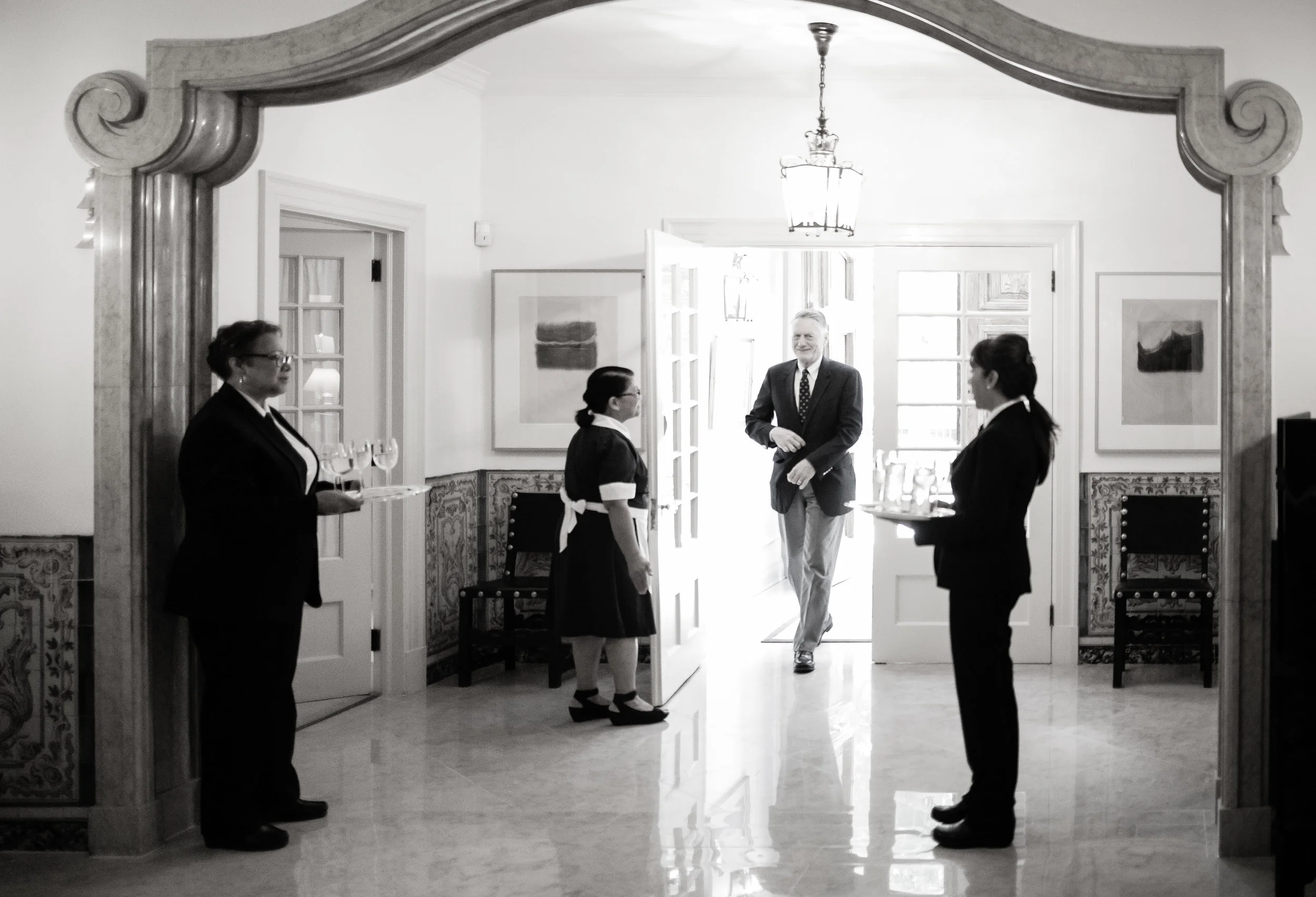  Board Member Bob Woody enters the Residence of the Portuguese Ambassador 