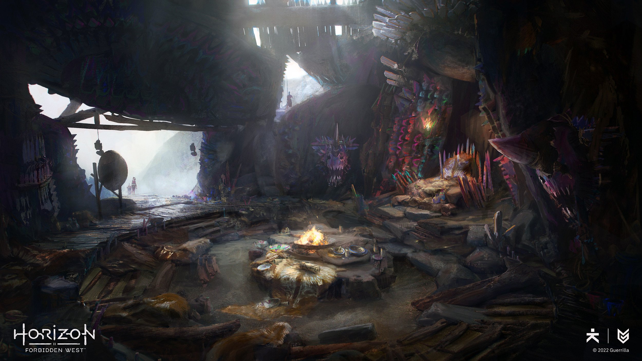  HORIZON FORBIDDEN WEST - Mountain Tenakth  Team: Tobias Mannewitz - Art Direction Maximilian Grienig - Assisstent Art Director Floris Didden - Concept Designer Vilius Petrauskas - Concept Designer Kevin Goeke - Concept Designer Daniel Alekow - Conce