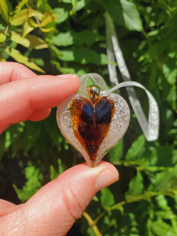 Brown Ash Infused Solid Glass Pendant