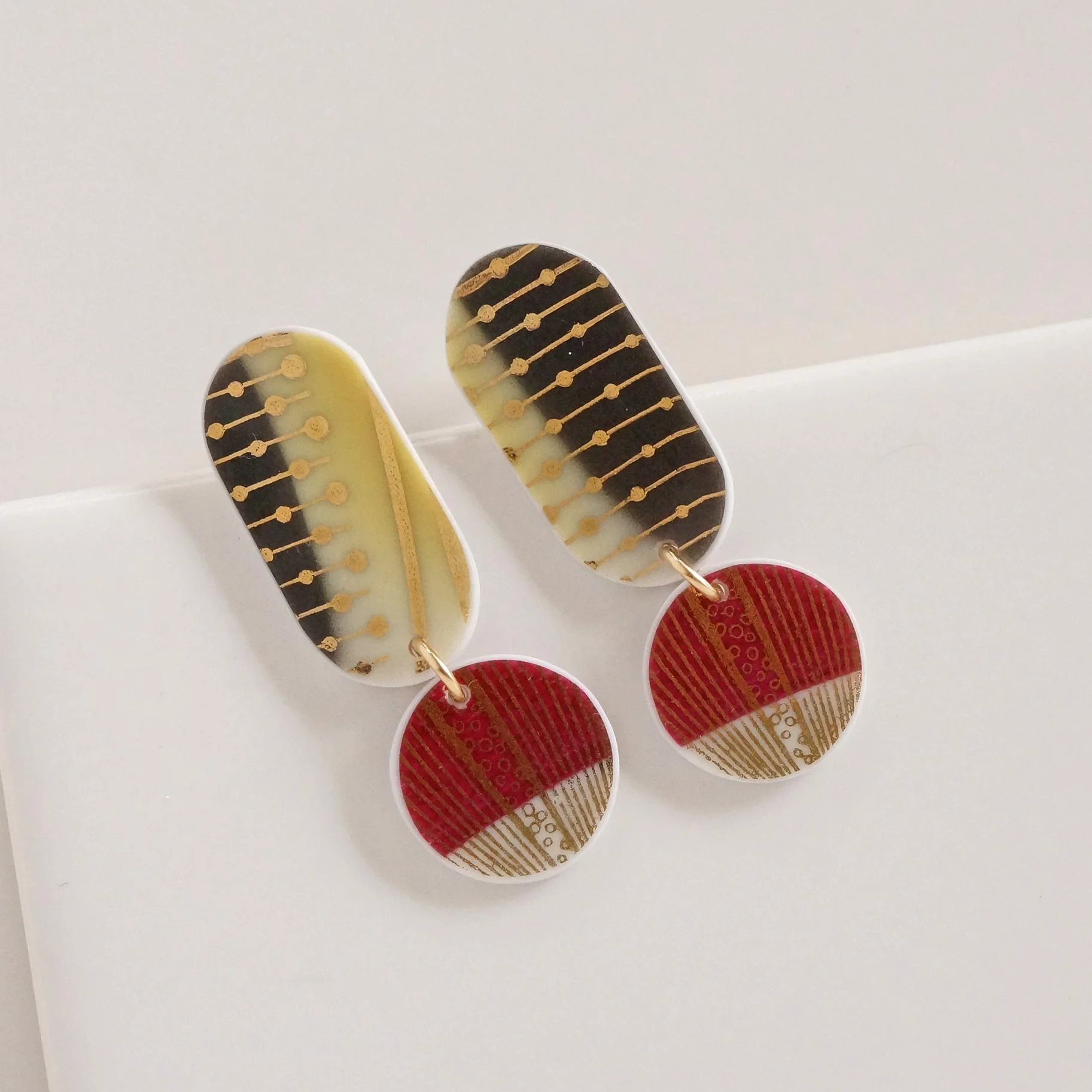 On Point Yellow and Red Post Earrings