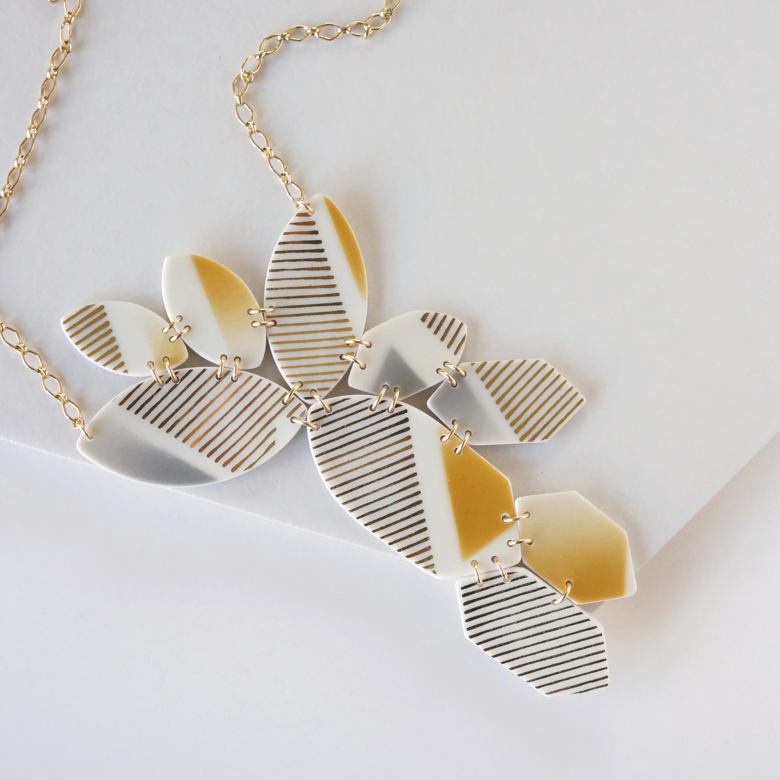 statement necklace made from repurposed china