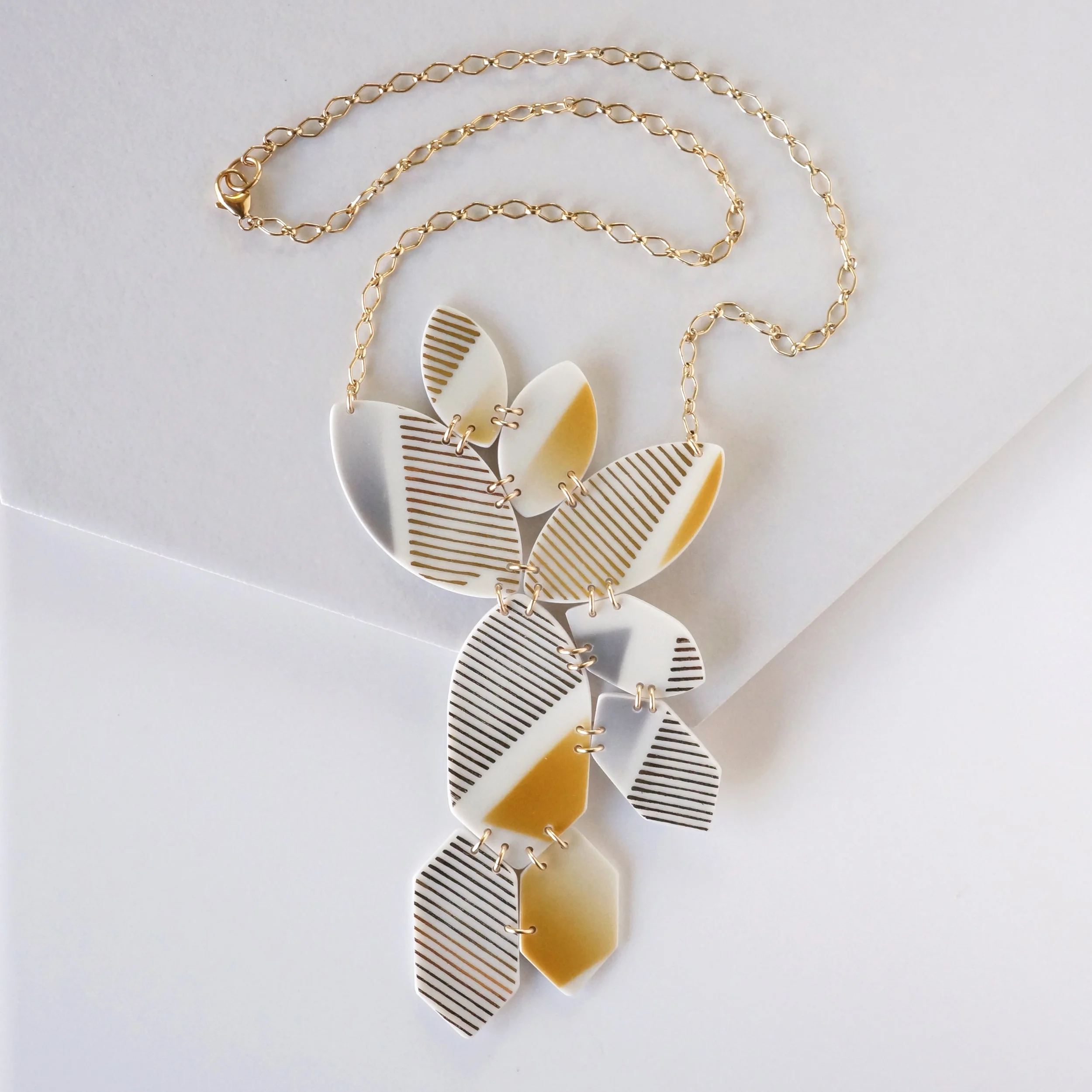 statement necklace made from upcycled china