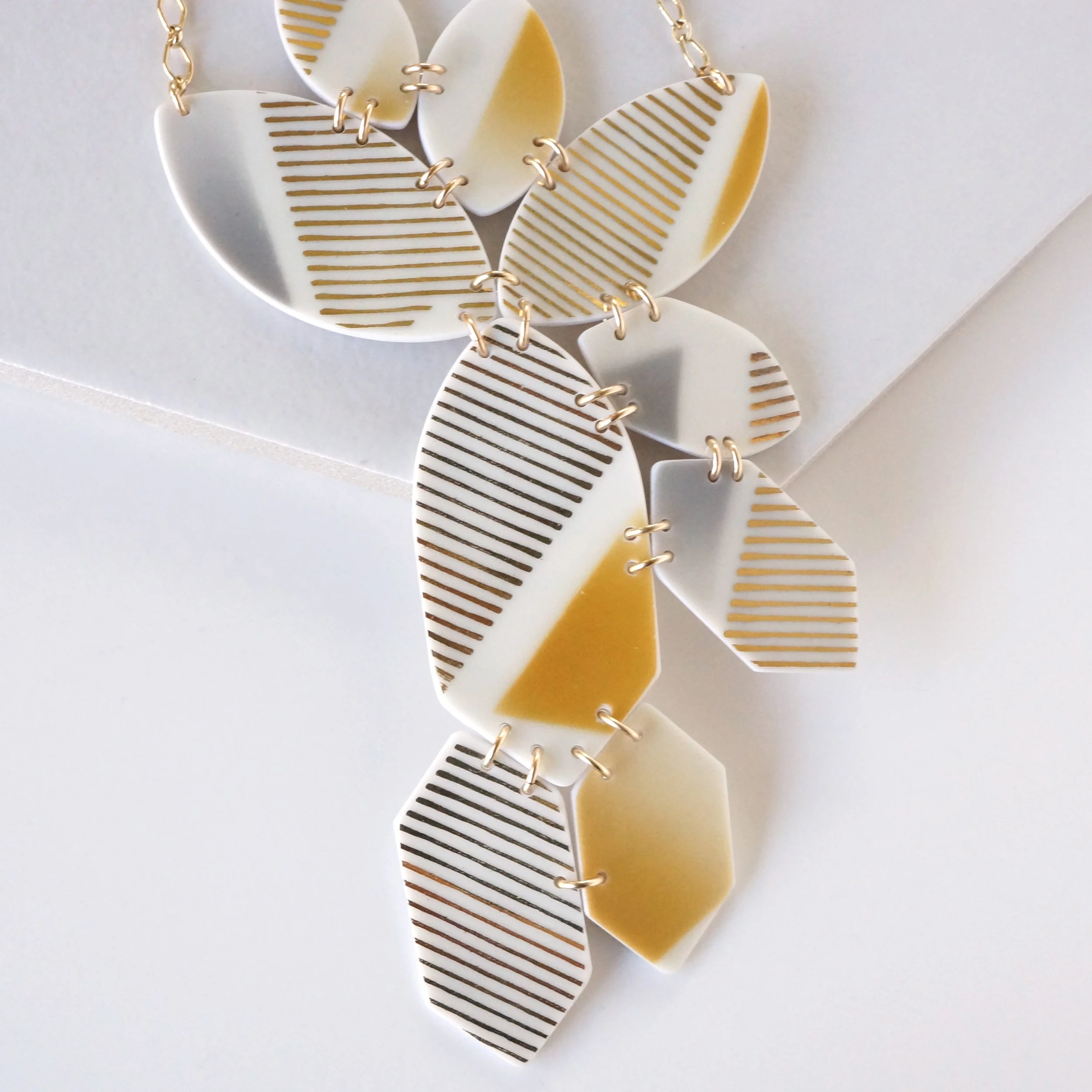 statement necklace made from china shards