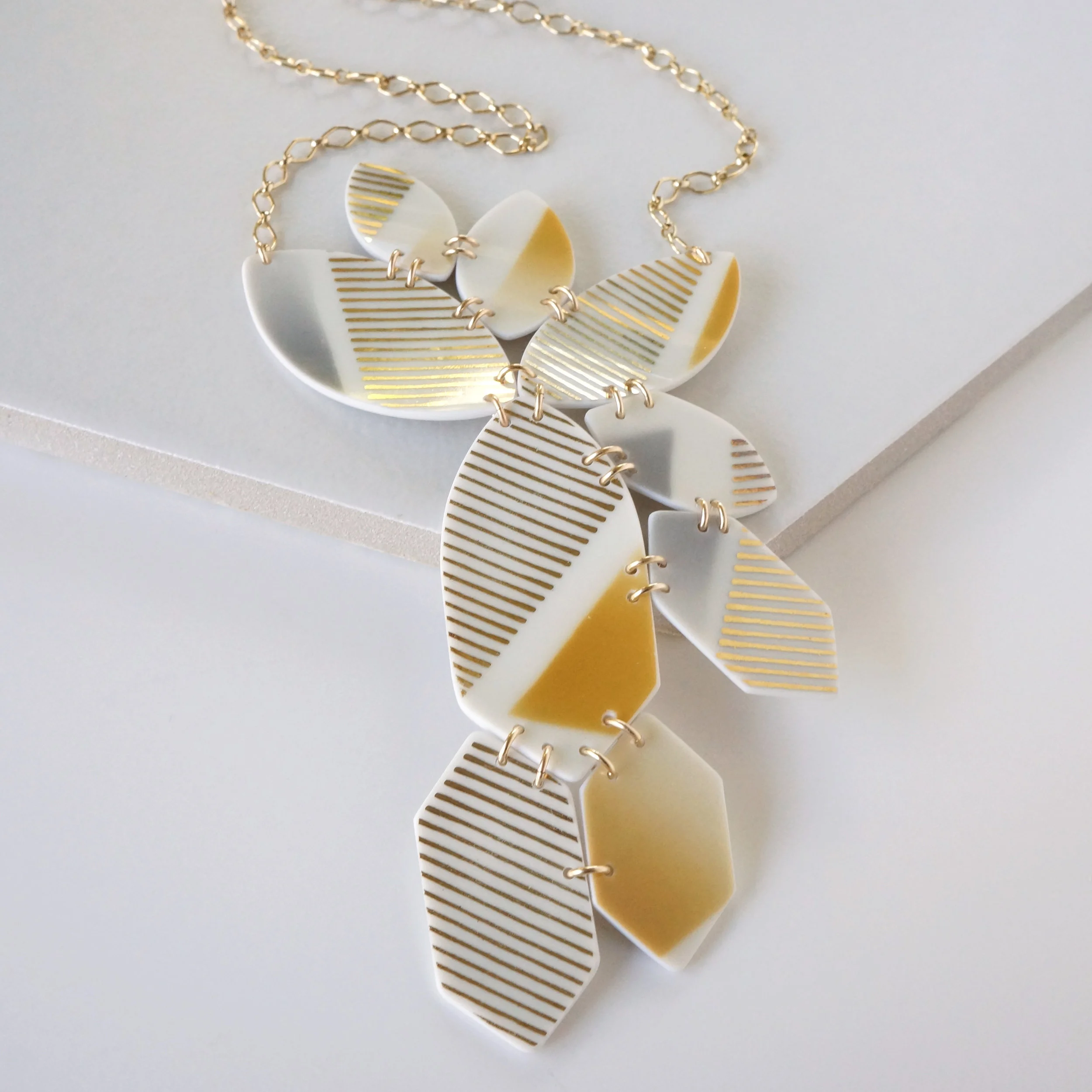 statement necklace made from recycled china