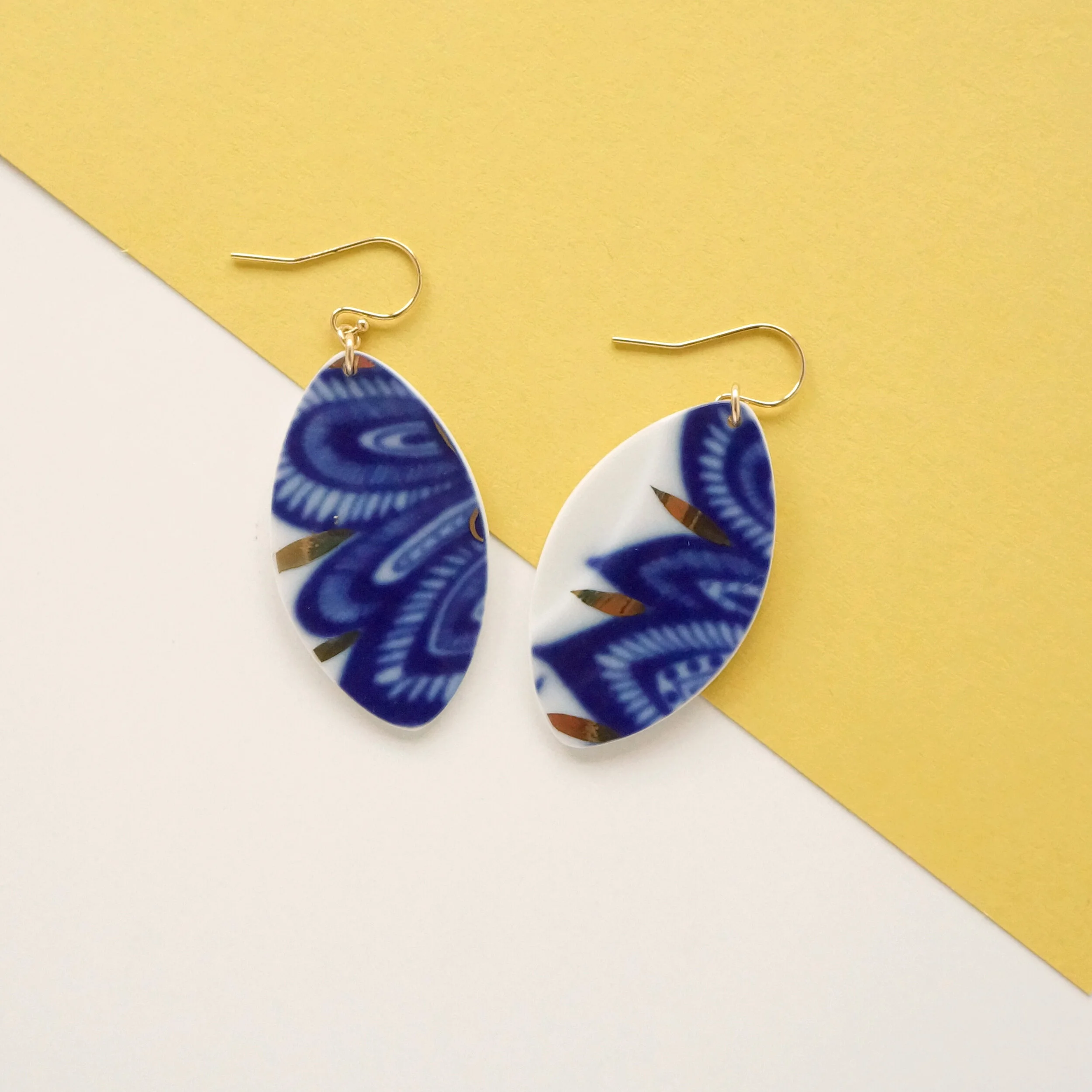 Limner Earrings made from repurposed Lomonosov china