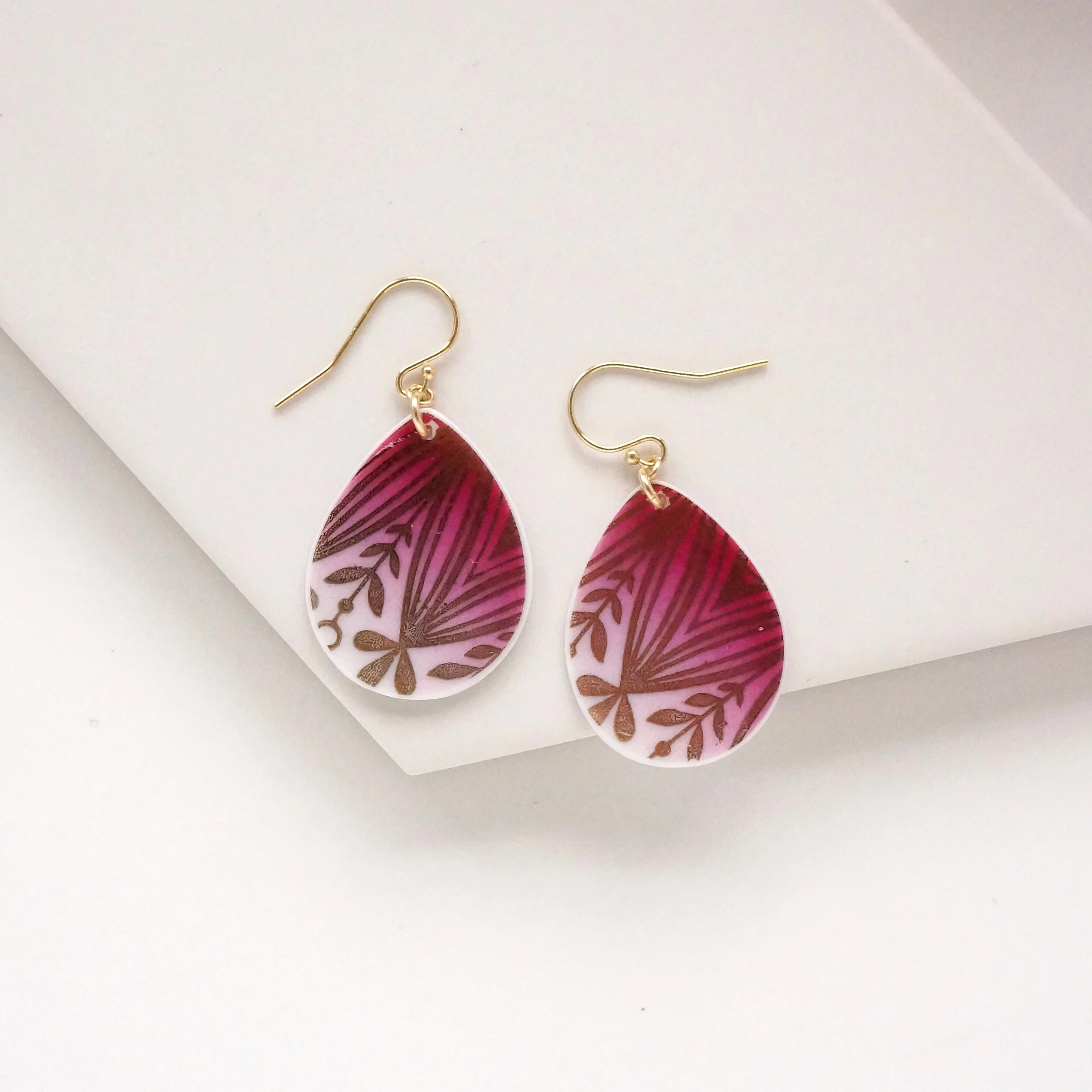 Ruby Winterling Drop Earrings made from upcycled broken china