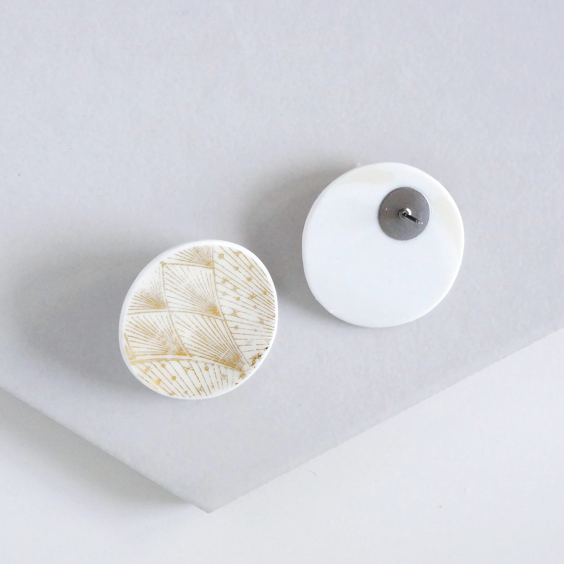 Distilled Foil Bavarian fine china post earrings material and movement