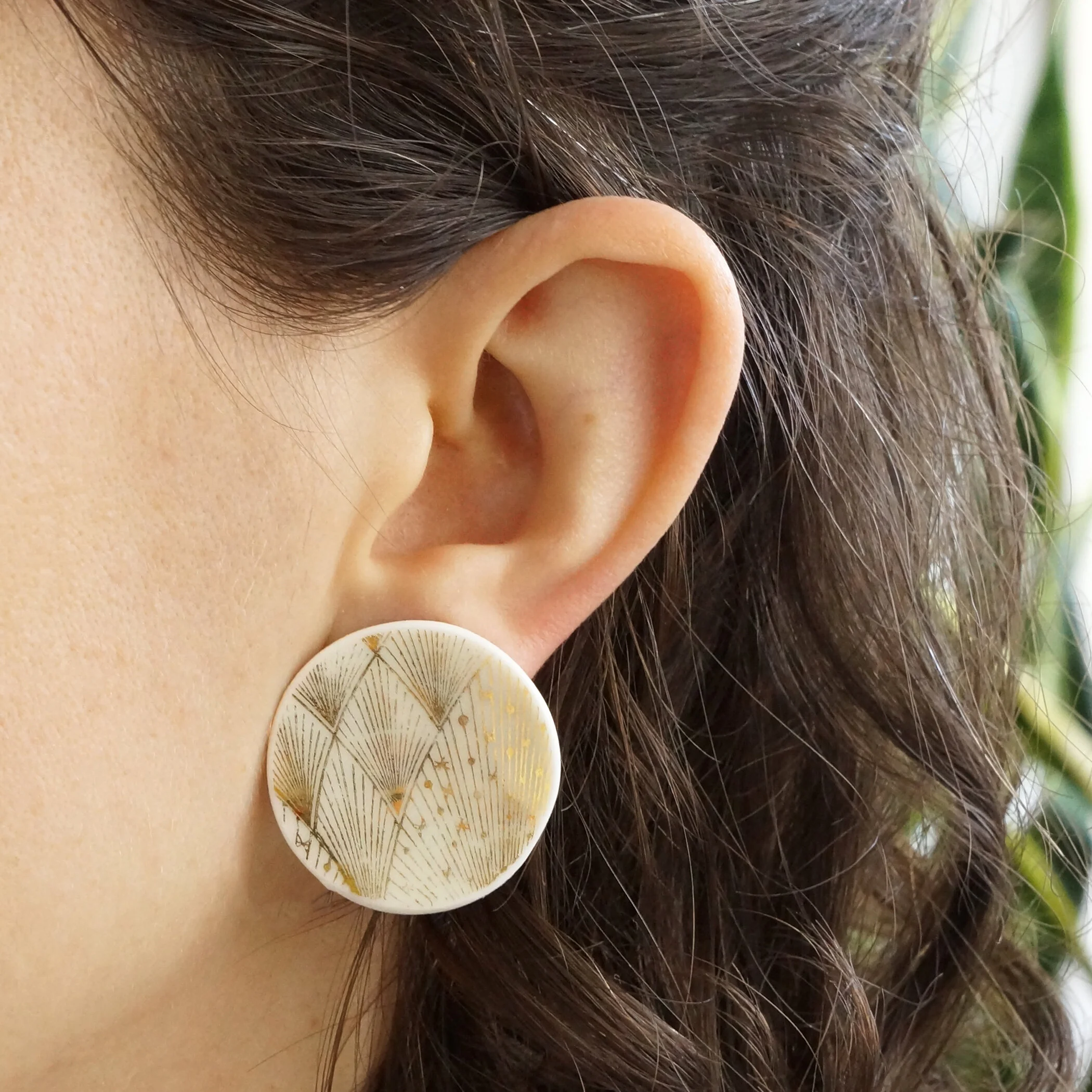 Distilled Foil Bavarian fine china post earrings material and movement