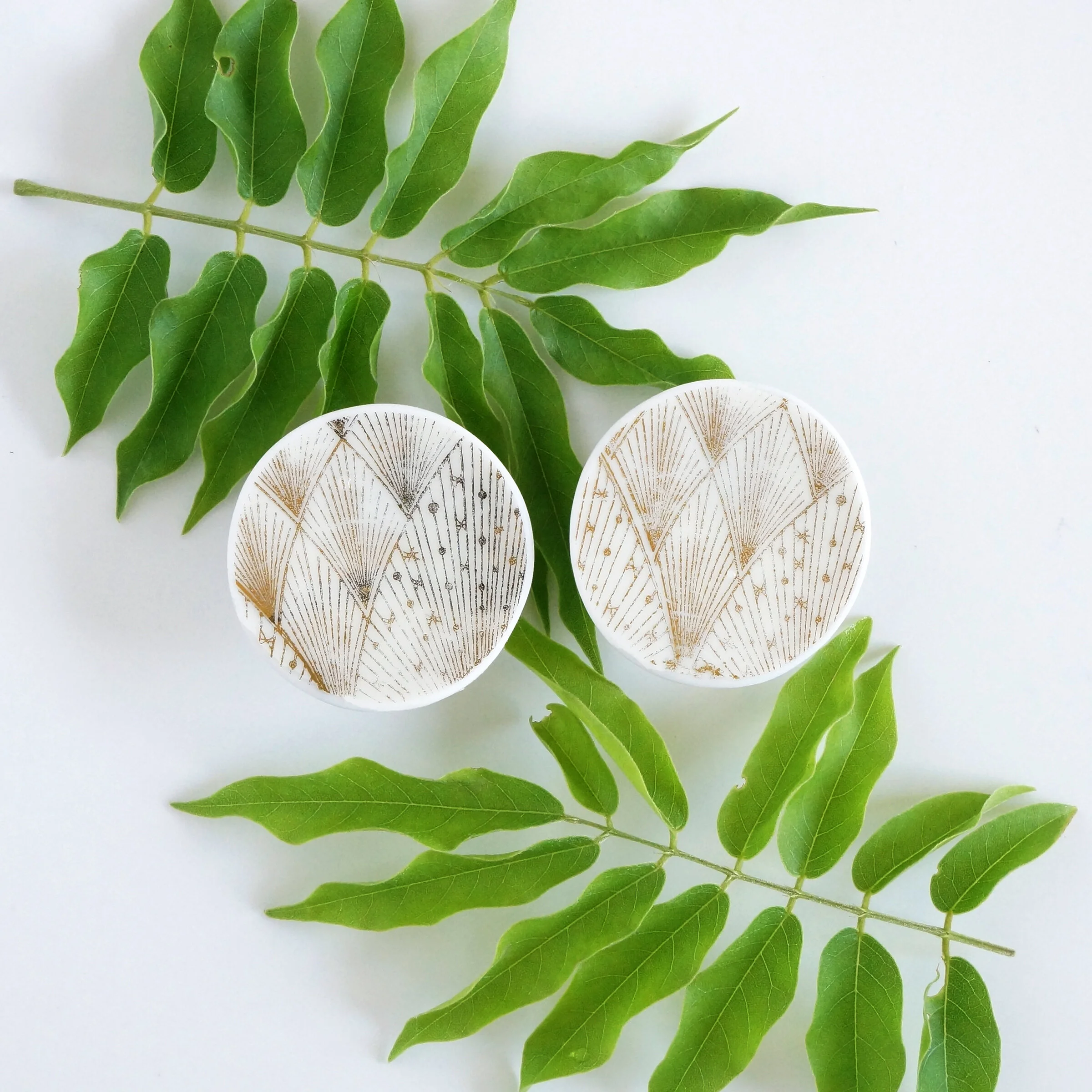 Distilled Foil Bavarian fine china post earrings material and movement