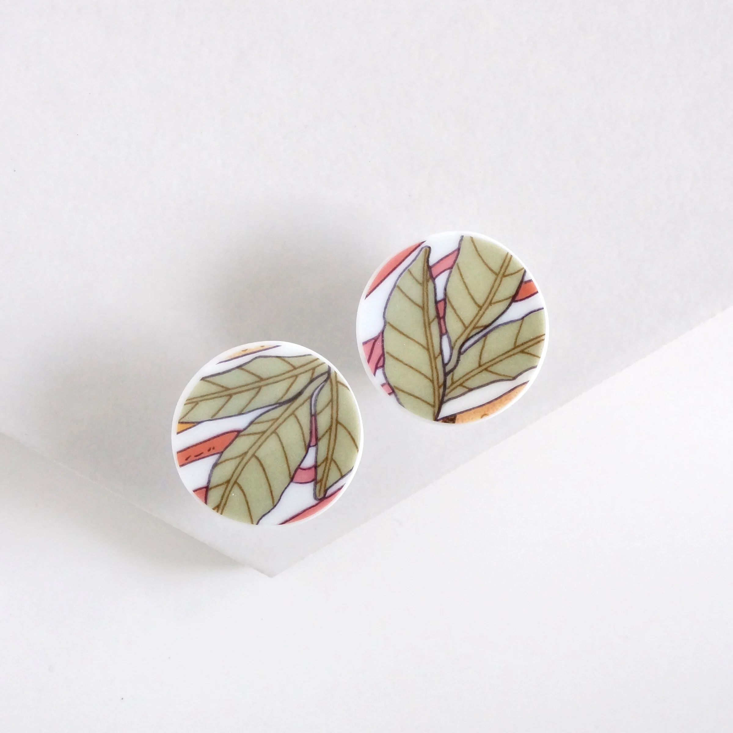 Frond Post Earrings vintage fine china jewelry material and movement