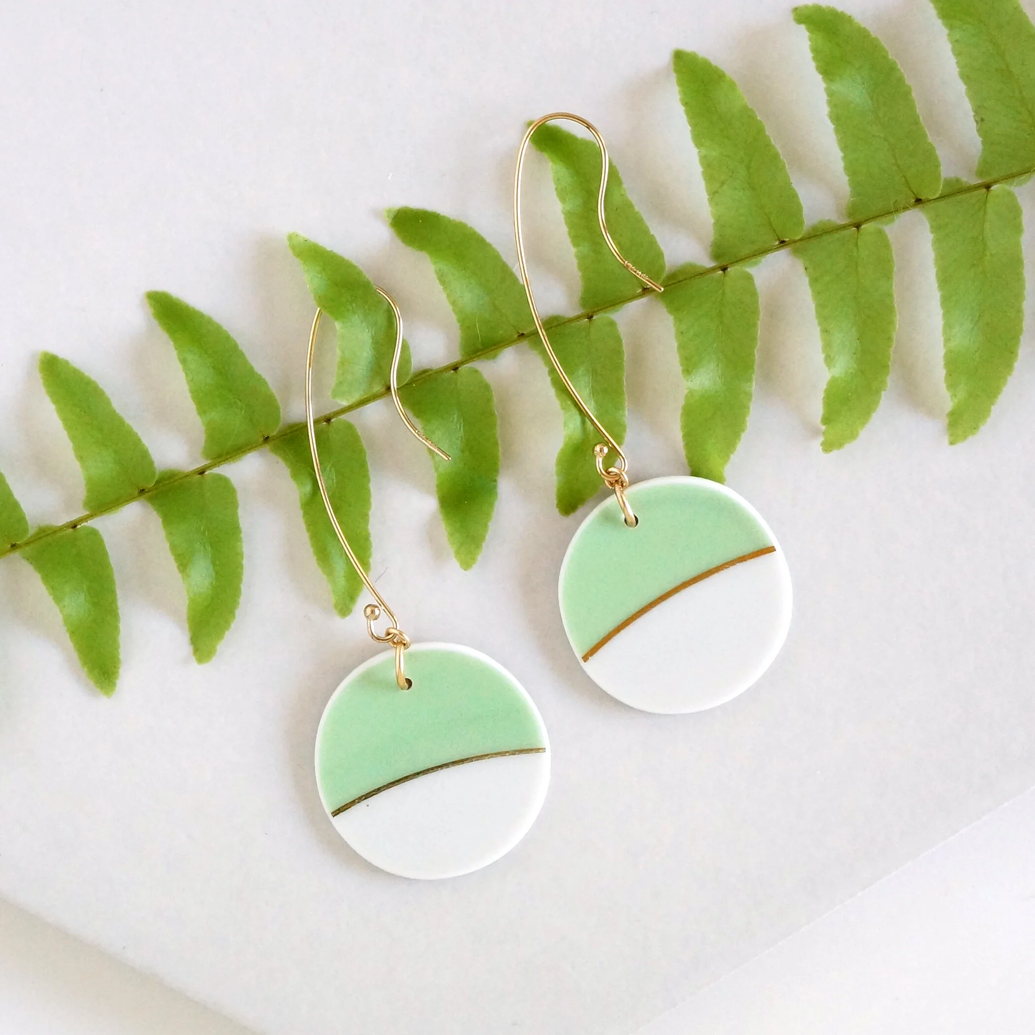 mineral earrings made from broken china