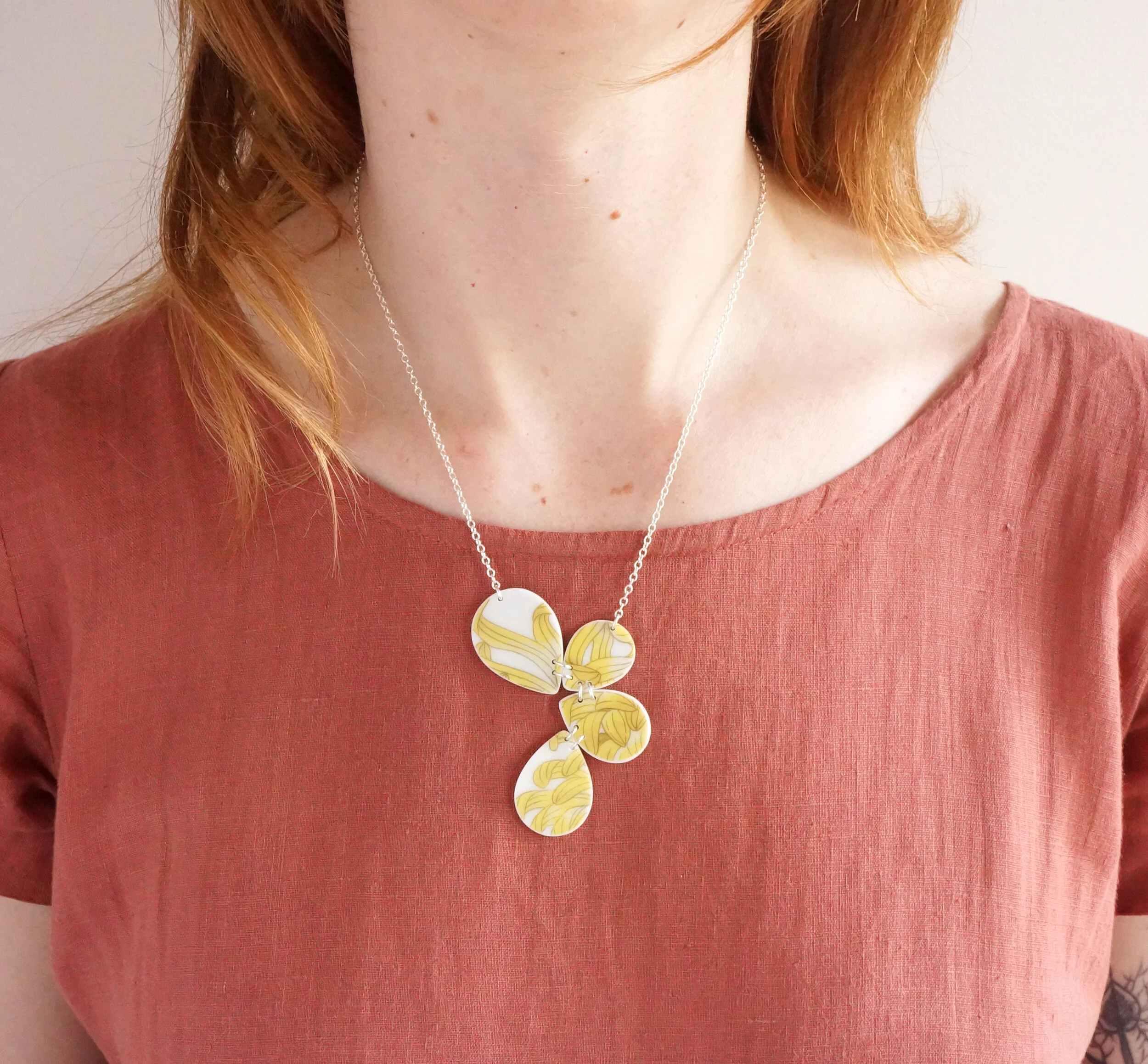 delia necklace made from repurposed china