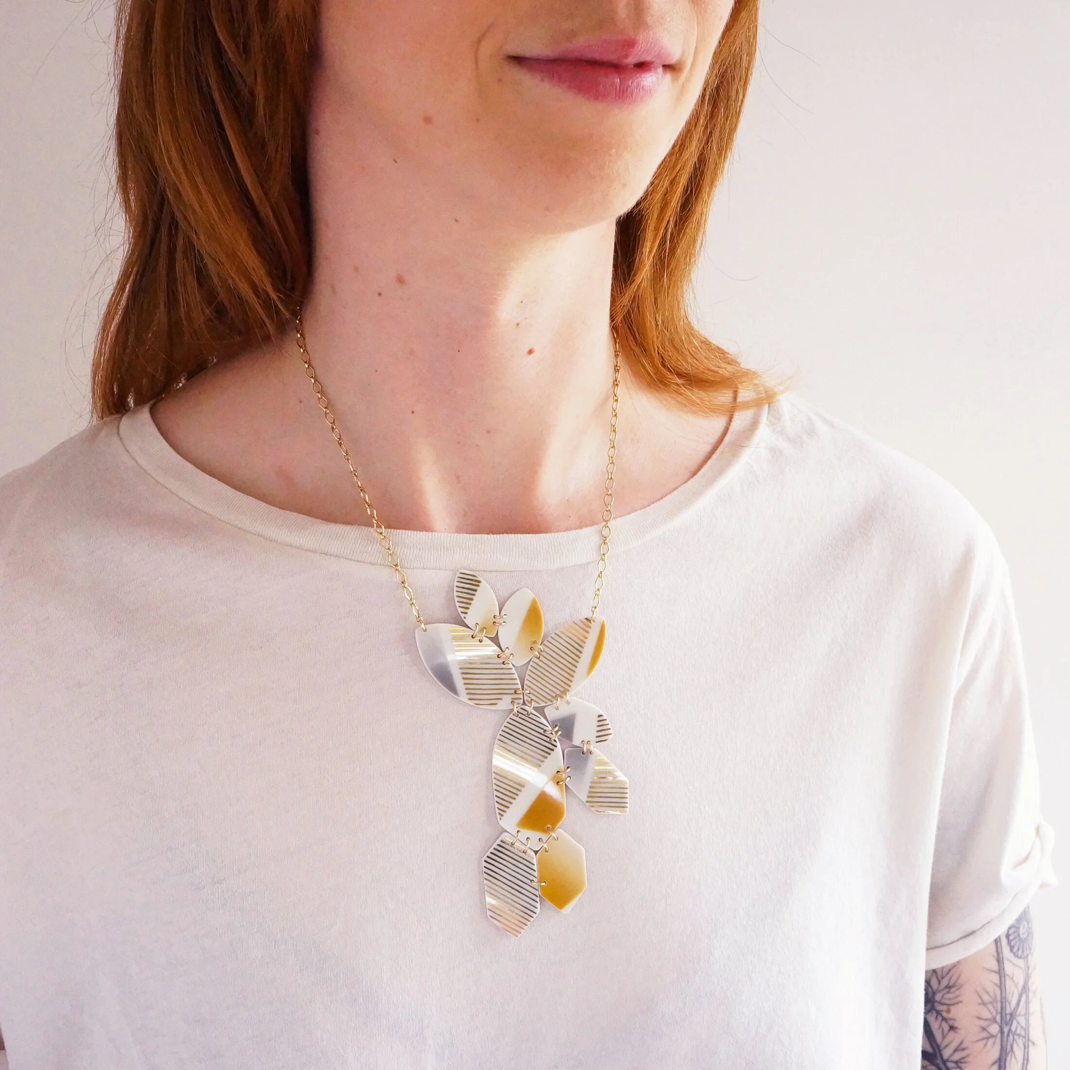 statement necklace made from broken china