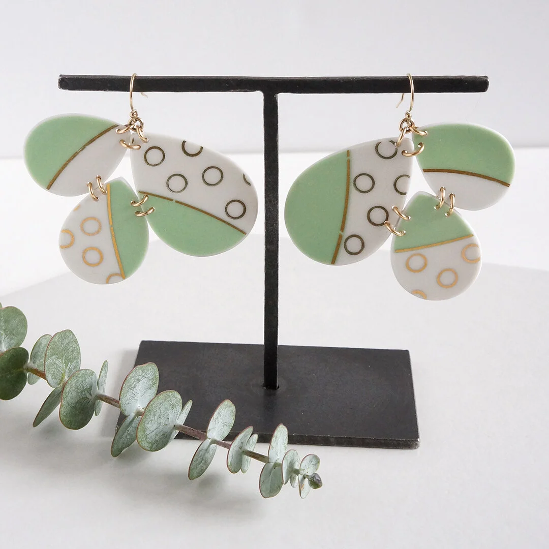Tupfen earrings made from vintage china