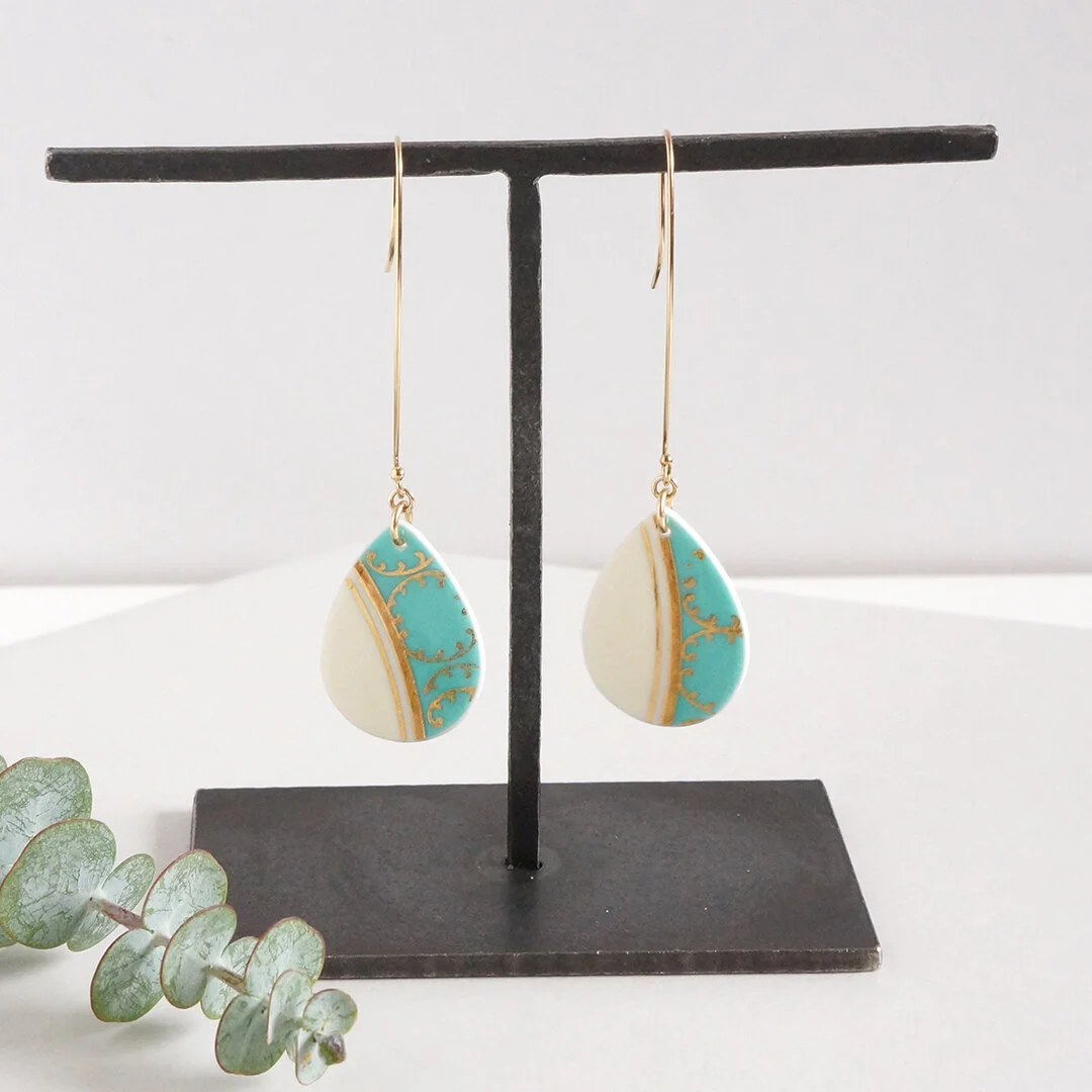 Tia earrings made from broken china