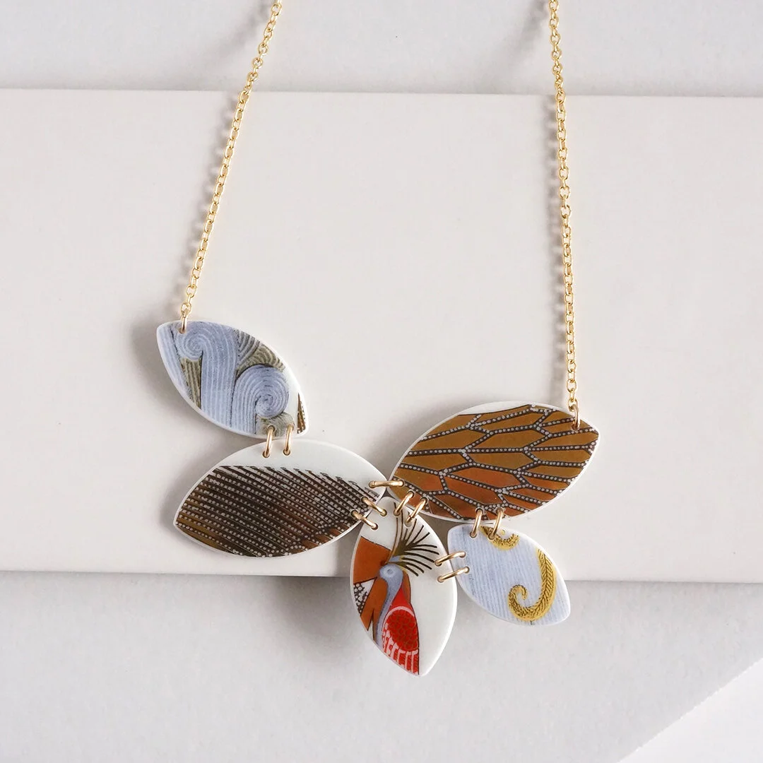 gold necklace made from upcycled china