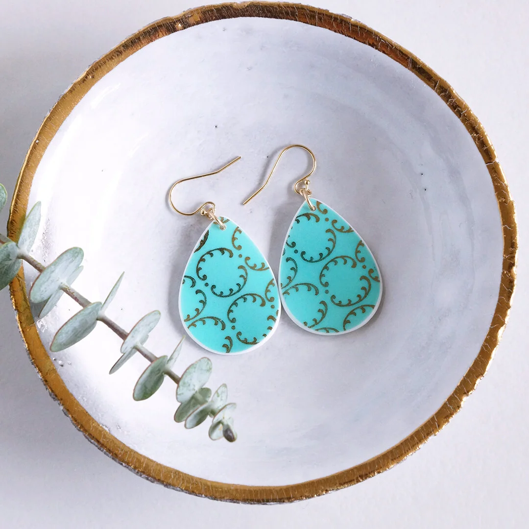 Tia Drop Earrings made from broken china