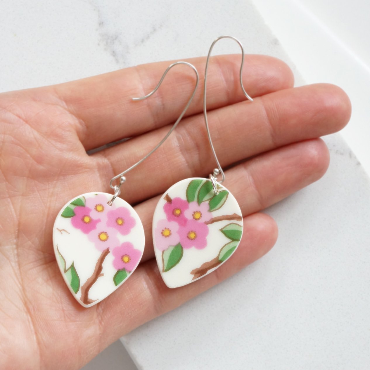 Handmade Polymer Clay Earrings, Floral Earrings, Dangle Earrings