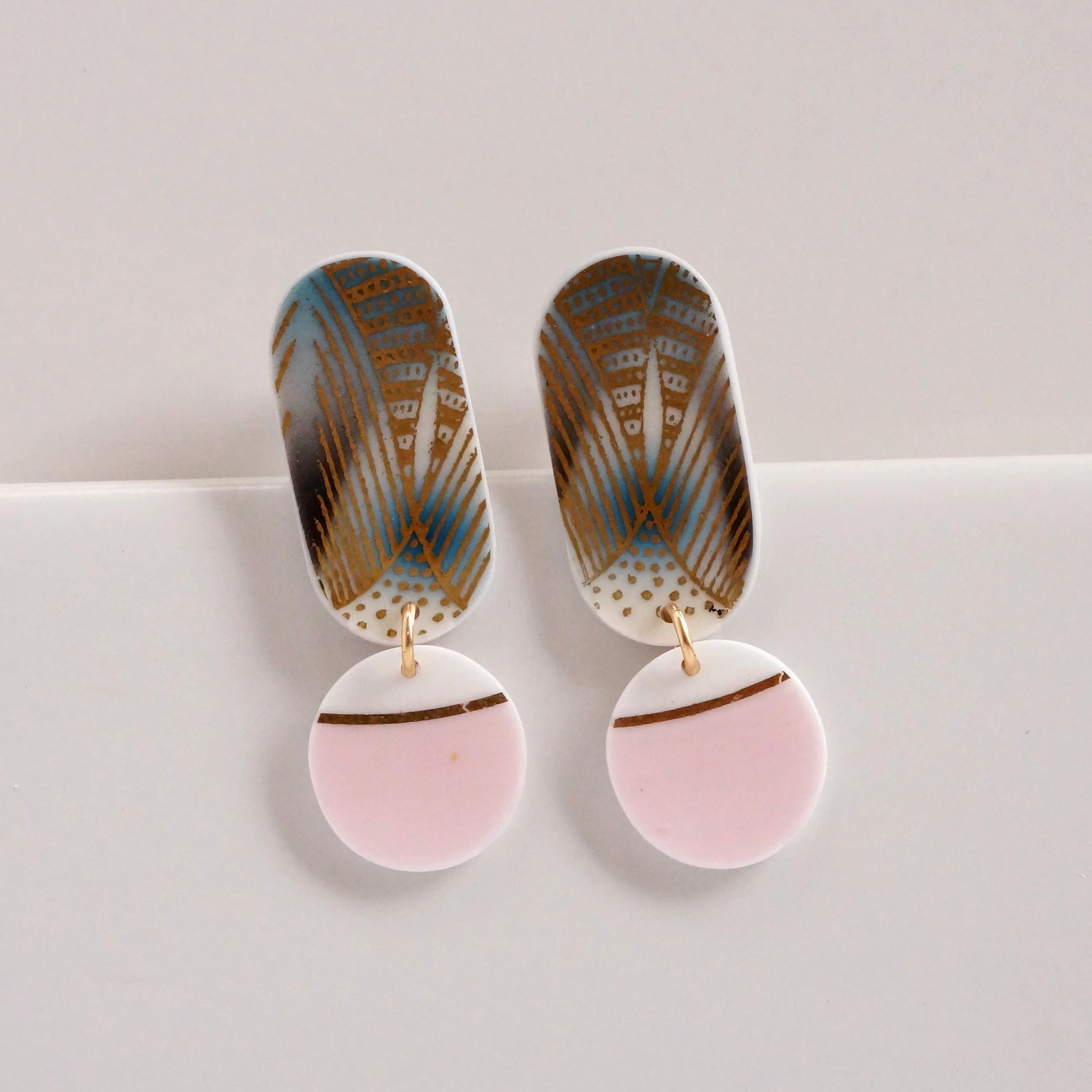 On Point Aqua and Pink Post Earrings