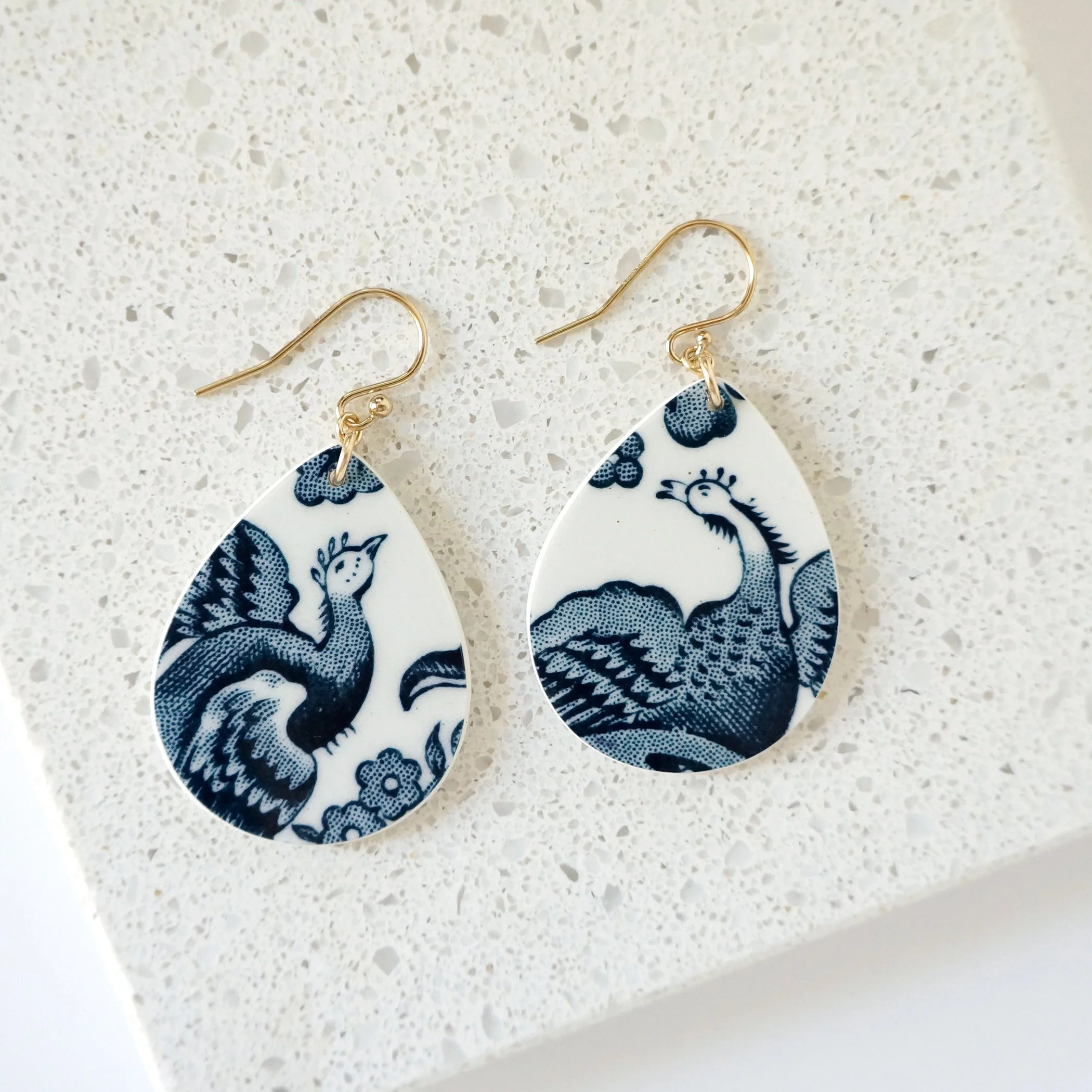 Navy Bristol Bird Earrings