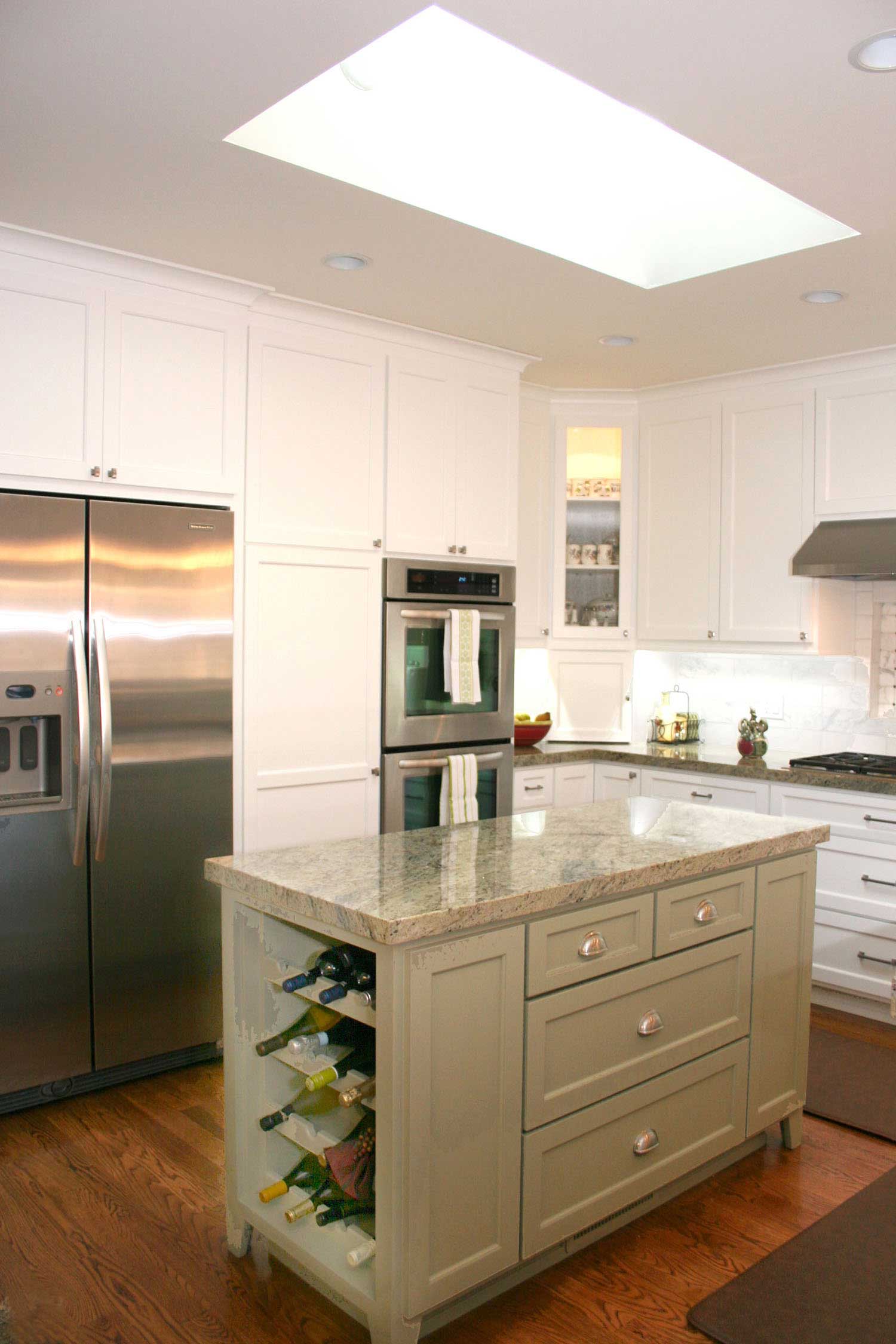 Custom Built Kitchen Island with Wine Rack