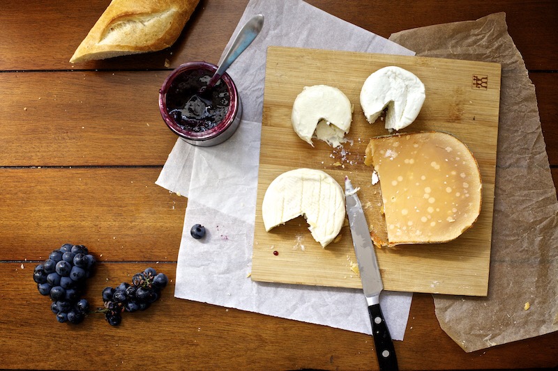 Cheese Plate with Concord Grape Jam.