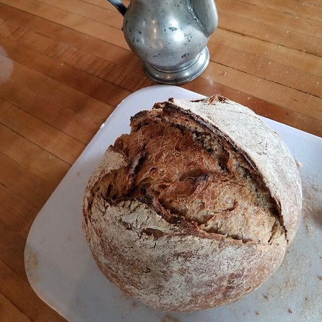 My first real sourdough #painaulevain made with homegrown #levain . The sourdough starter took 9 days of twice daily feedings but was well worth the wait. #sourdoughstarter #realsourdough #sourdoughbread #sourdoughbaking #fermentedfoods