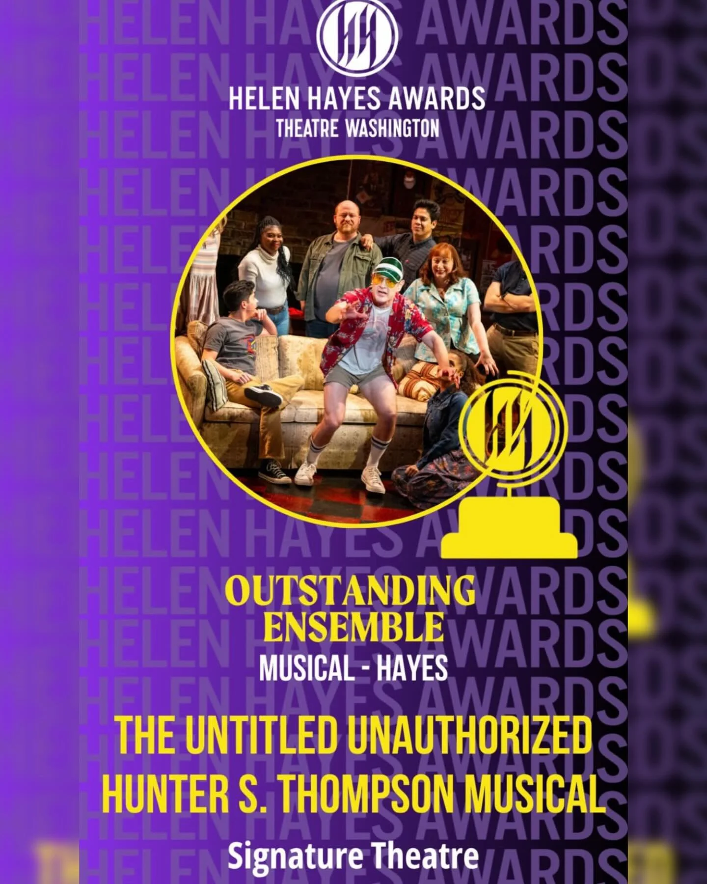 So damn proud of our East Coast premiere production of @huntersthompsonmusical by @mrjoeiconis at @sigtheatre (under the artistic directorship of @mattcgardiner) for winning TWO Helen Hayes Awards!!! I have never loved a show as hard as I love this o