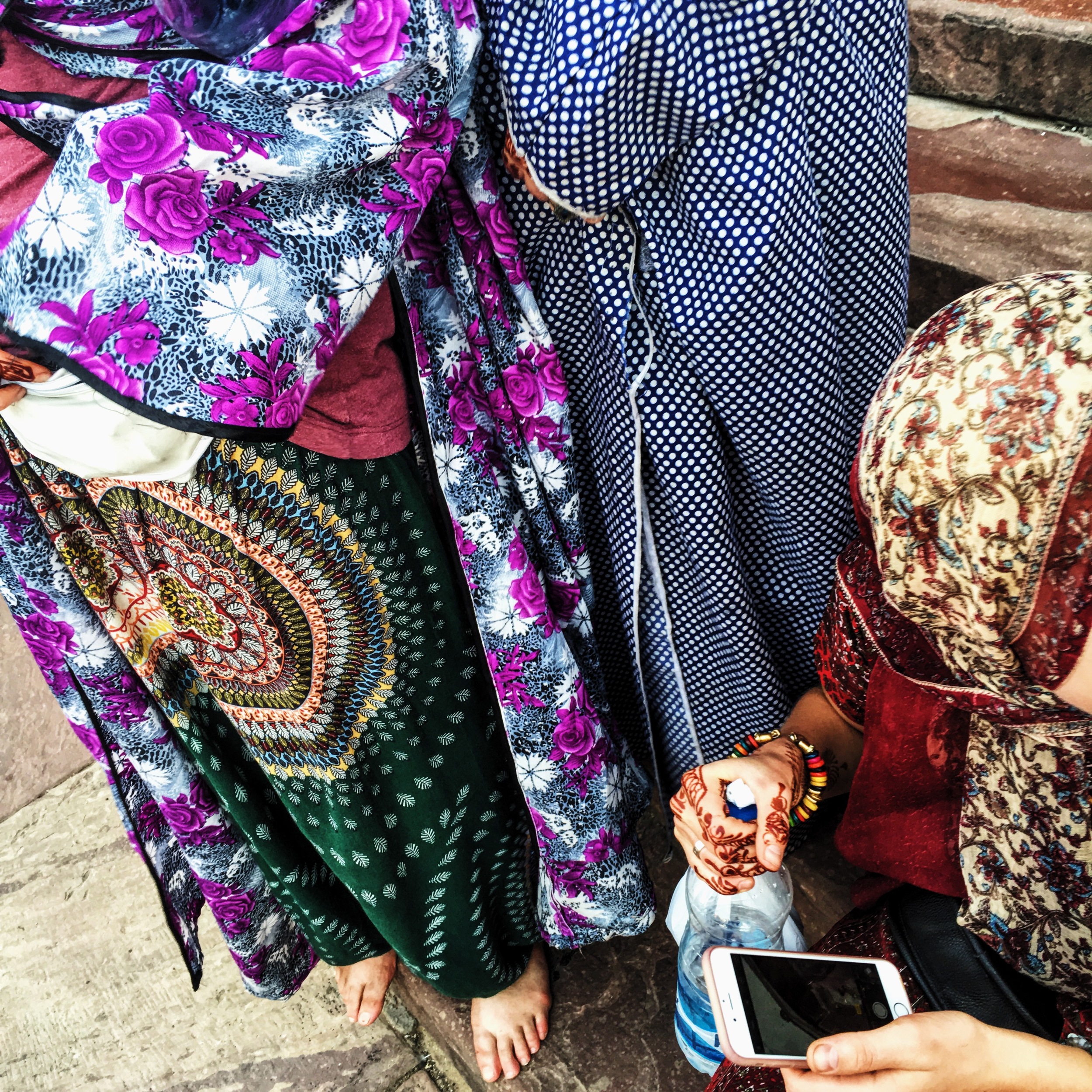 we were given these crazy colorful robes to wear before entering the jami masjid