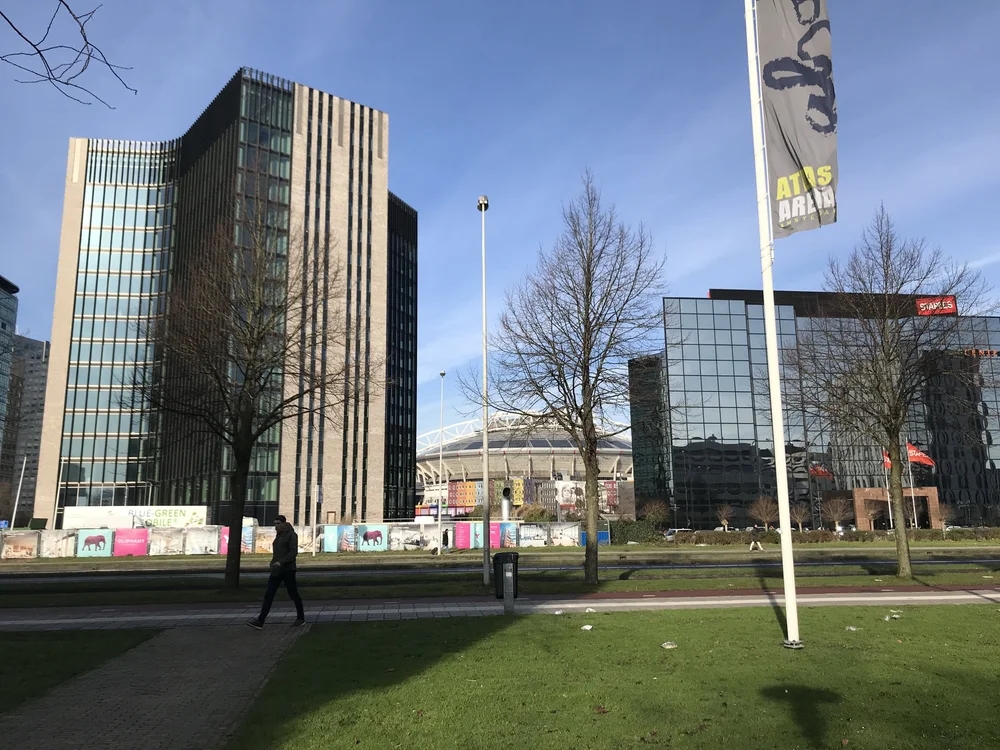 leaving my office heading towards the stadium and Febo