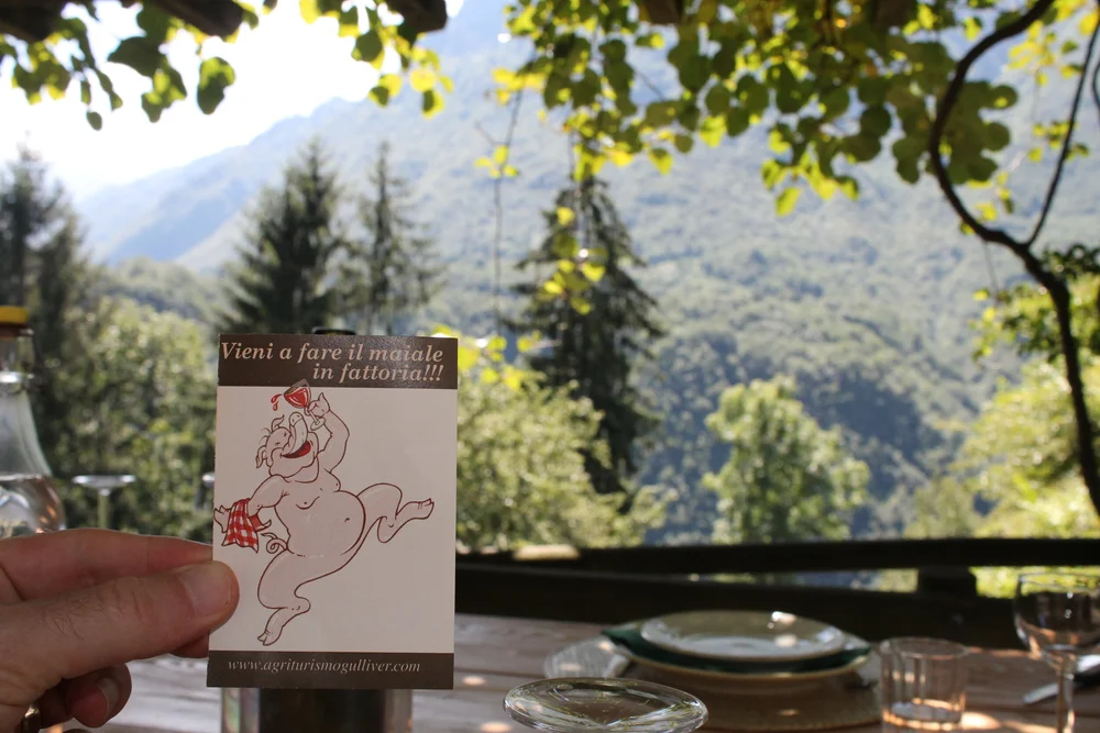 The farm/restaurant's card