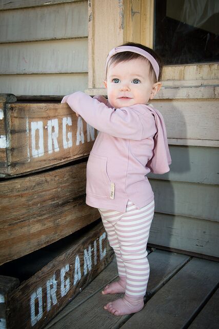 Pink hooded shirt & stripe pants