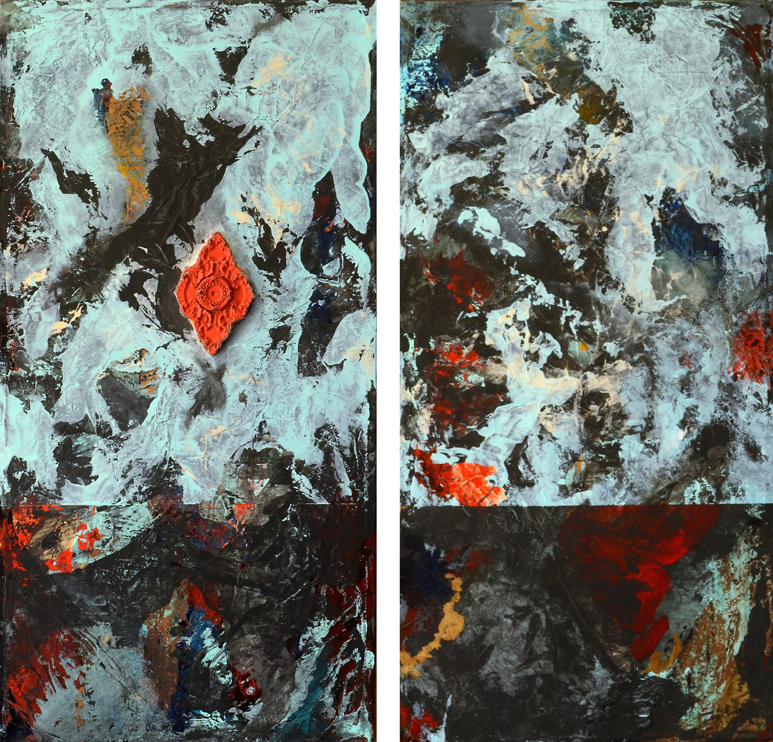 As Above abstract painting diptych