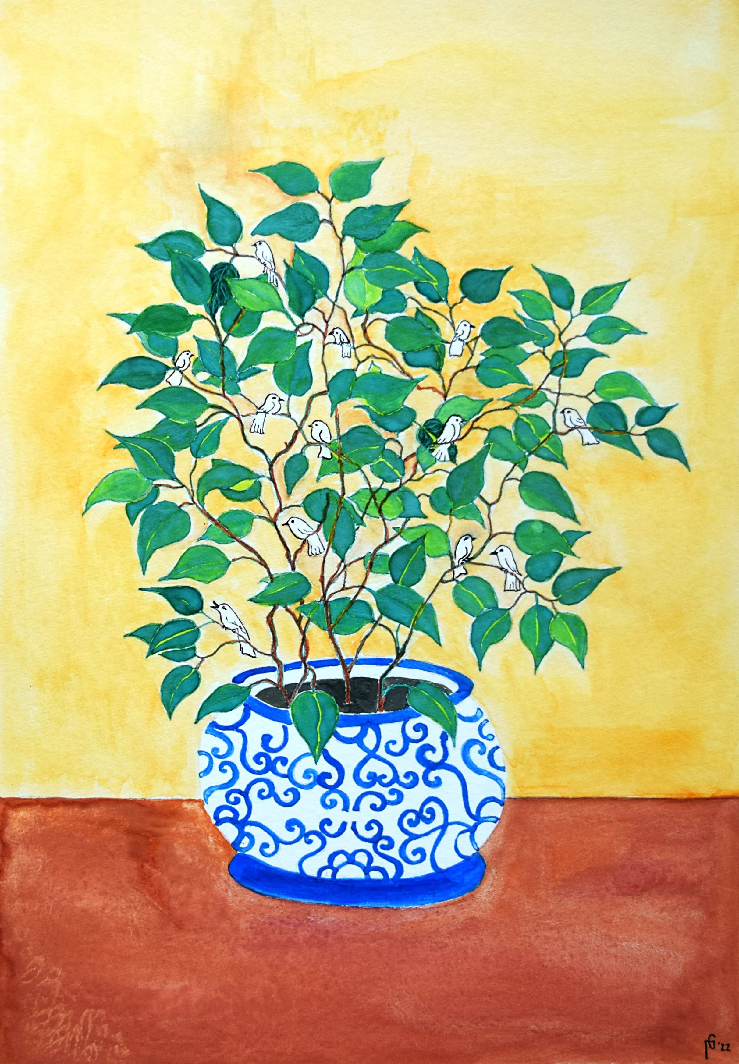 Birds in Flower Pot