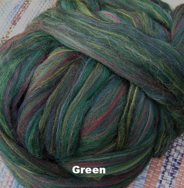 GREEN Color-blended Wool Top LB - Fiber to Yarn