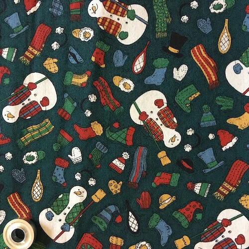 Tossed Snowmen Dark Green 1 yd