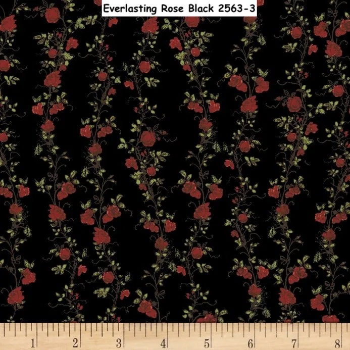 Clothworks Everlasting Rose Black Y2563-3
