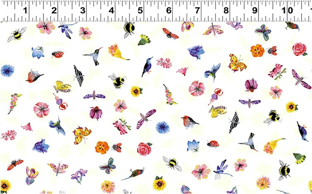 Clothworks Flower Talk Nature Ditsy White Y3012-1