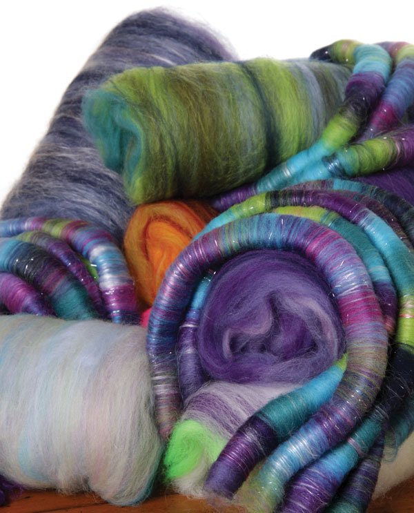 Hand Dyed Spinning Fiber Lincoln Wool Roving Pindrop Fibers SE2SE Sunrise to Sunset