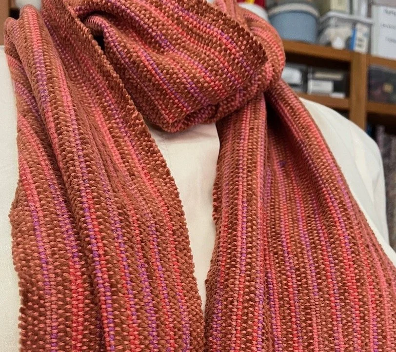 Handwoven Cotton Chenille Scarf - Gingerbread - Fiber to Yarn