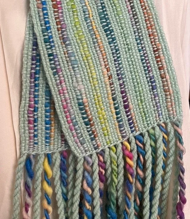 Handwoven Hand Dyed Wool Scarf - Painted Rainbow